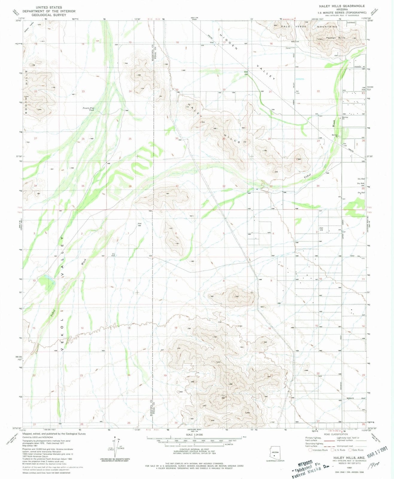 1981 Haley Hills, AZ - Arizona - USGS Topographic Map