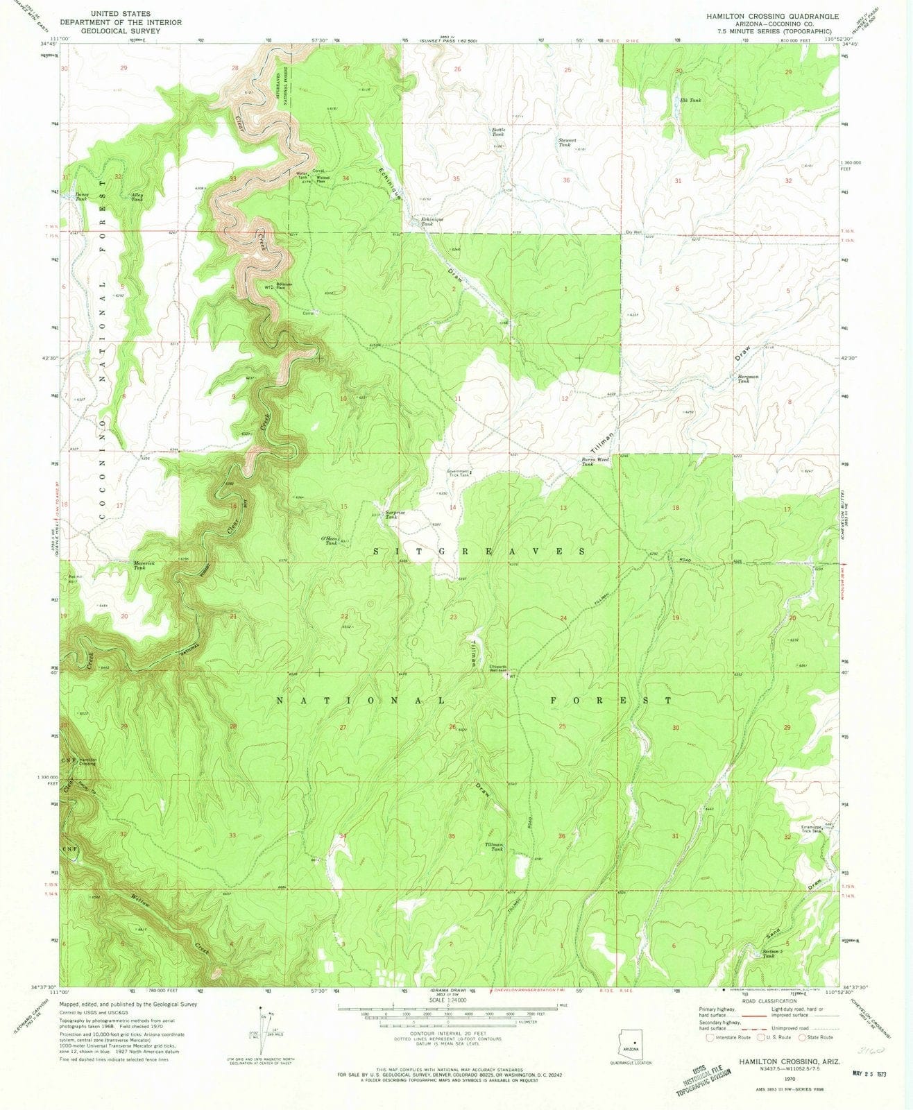 1970 Hamilton Crossing, AZ - Arizona - USGS Topographic Map