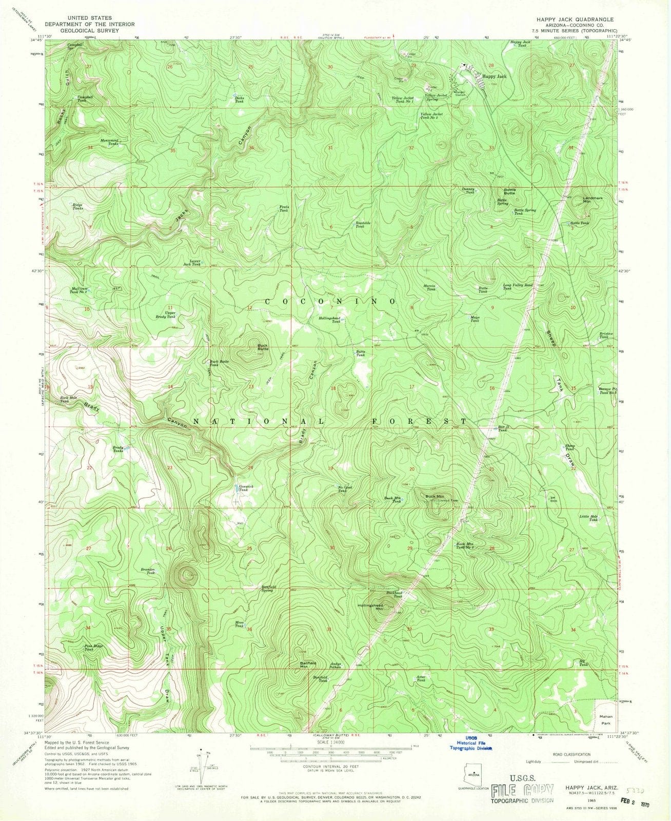 1965 Happy Jack, AZ - Arizona - USGS Topographic Map