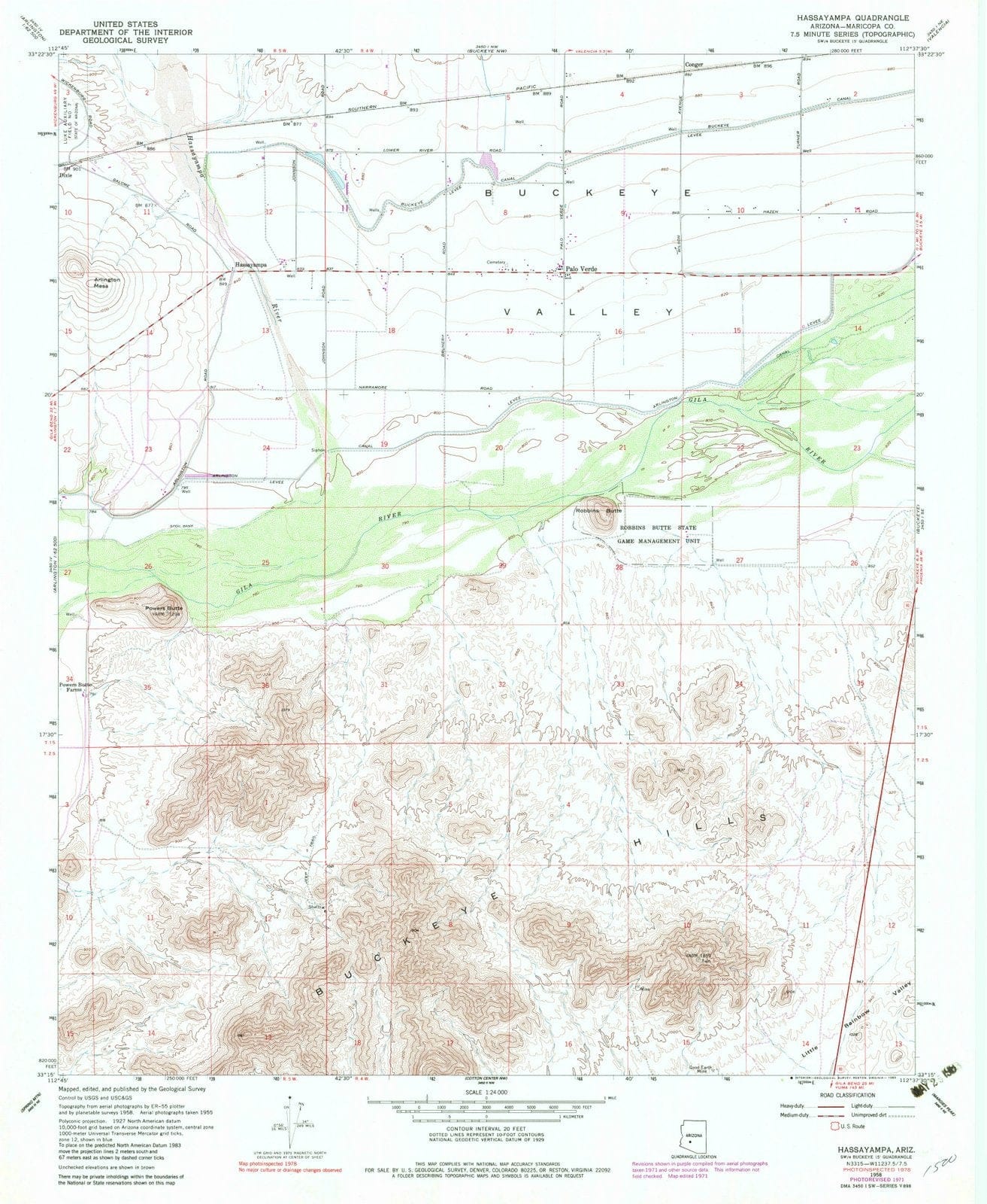 1958 Hassayampa, AZ - Arizona - USGS Topographic Map