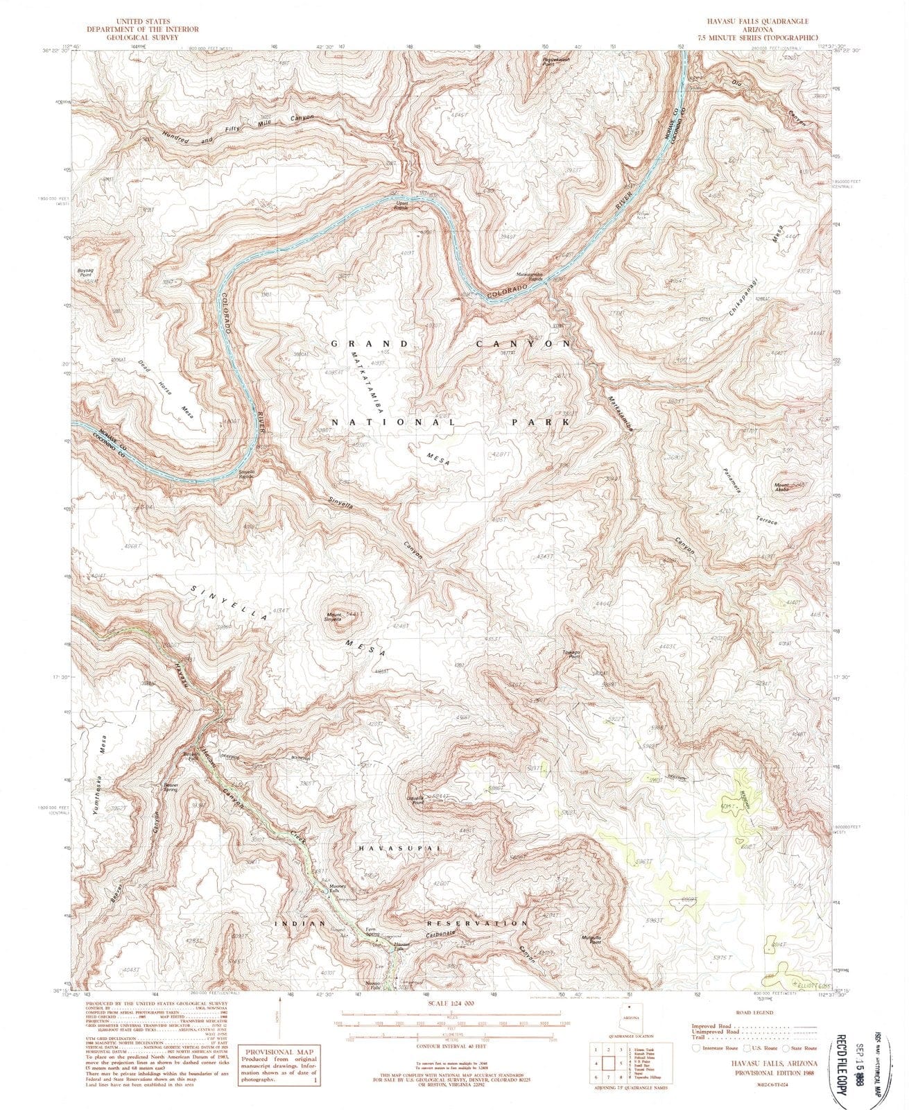 1988 Havasu Falls, AZ - Arizona - USGS Topographic Map