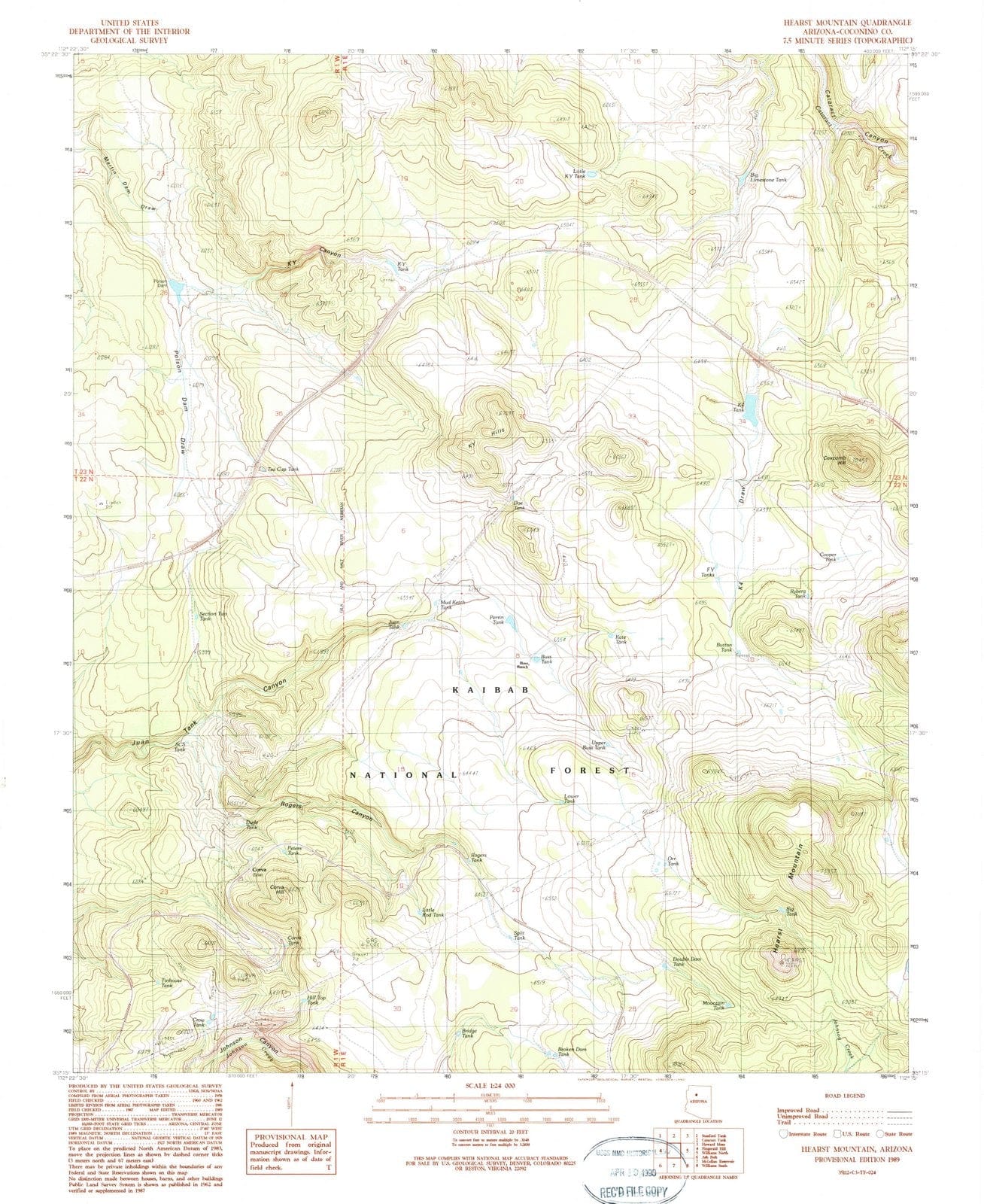 1989 Hearst Mountain, AZ - Arizona - USGS Topographic Map