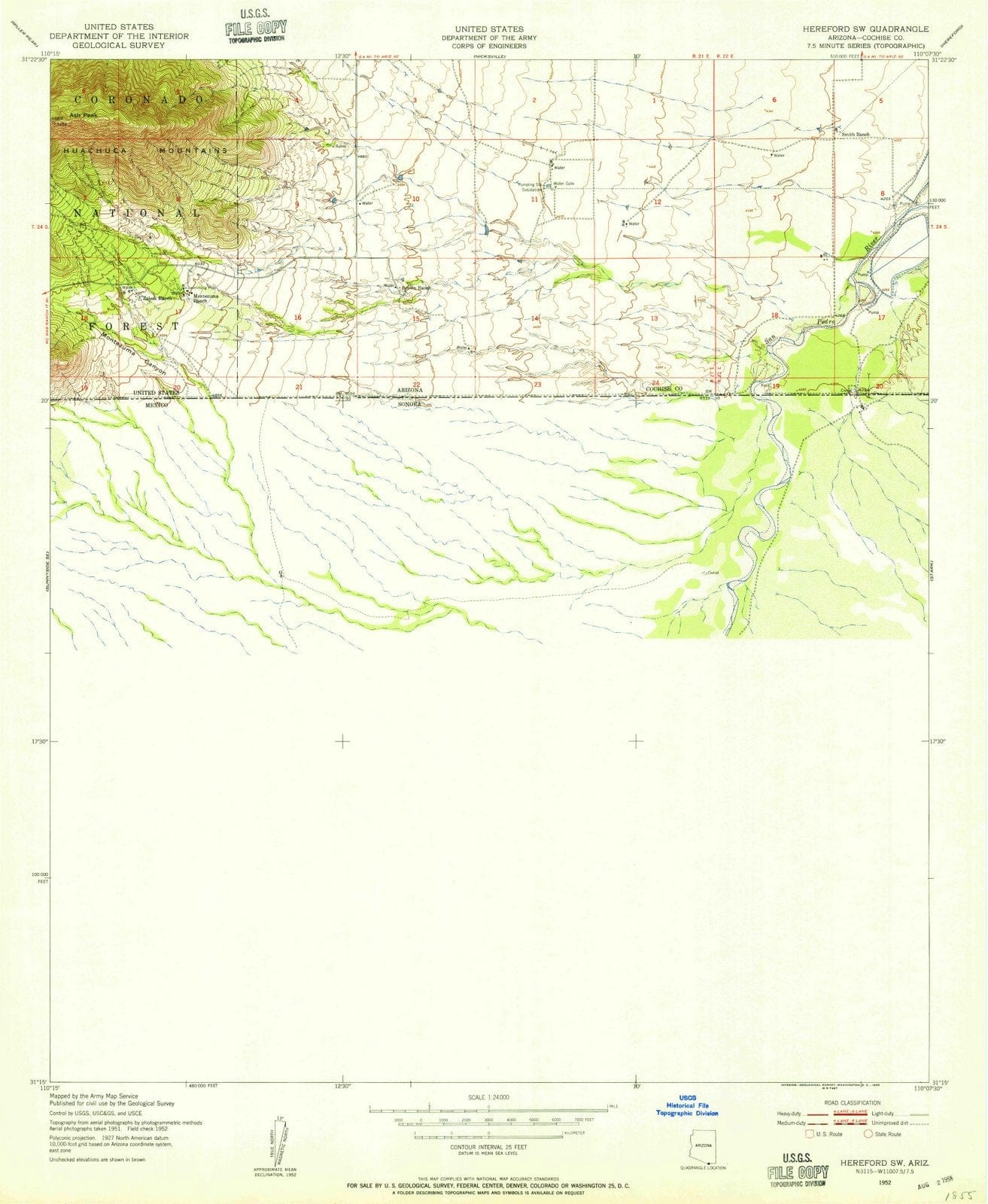 1952 Hereford, AZ - Arizona - USGS Topographic Map v2