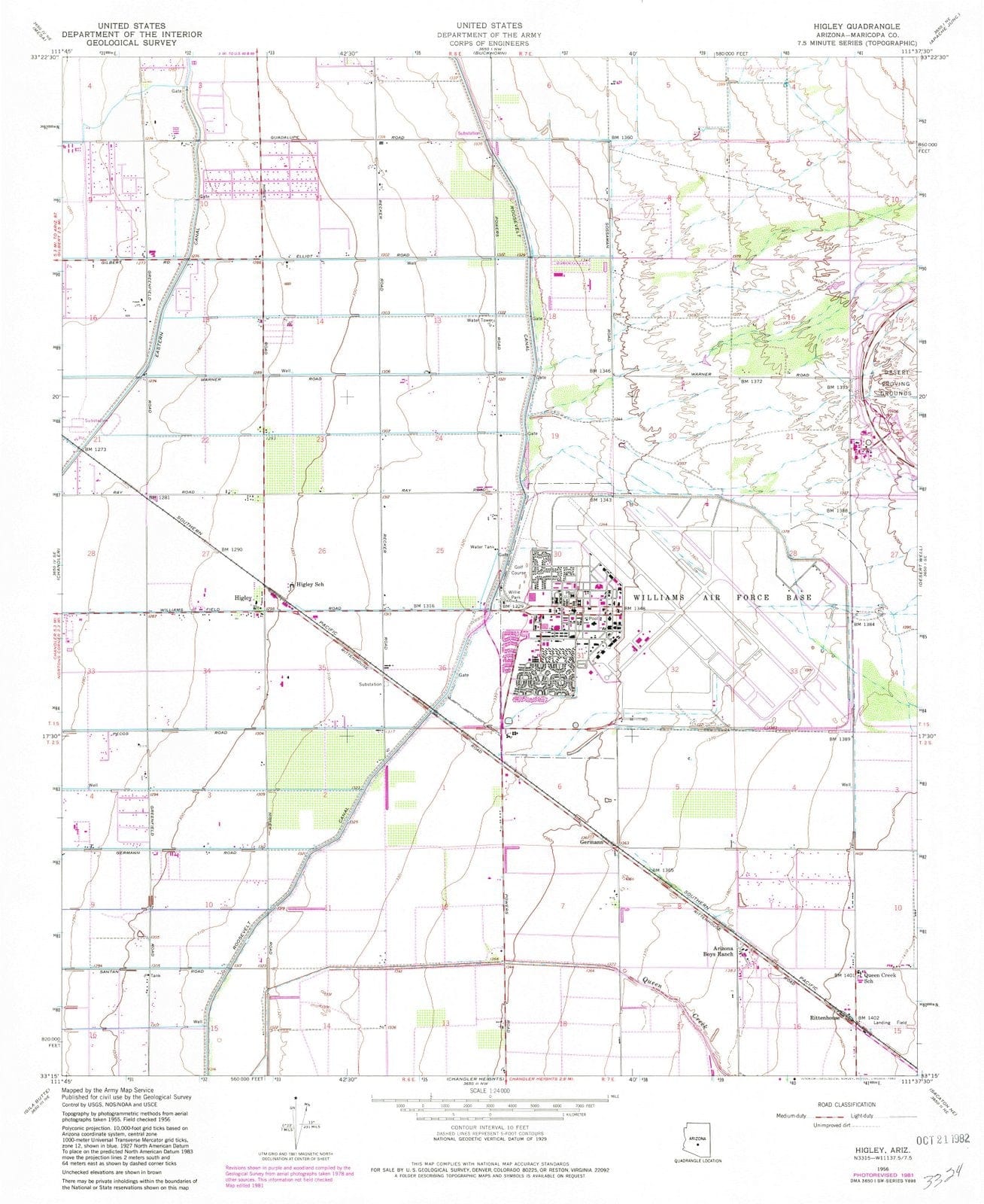 1956 Higley, AZ - Arizona - USGS Topographic Map