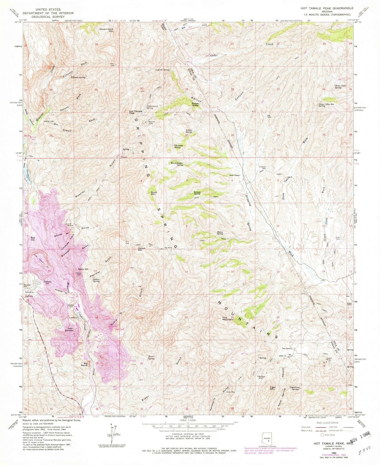 1964 Hot Tamale Peak, AZ - Arizona - USGS Topographic Map