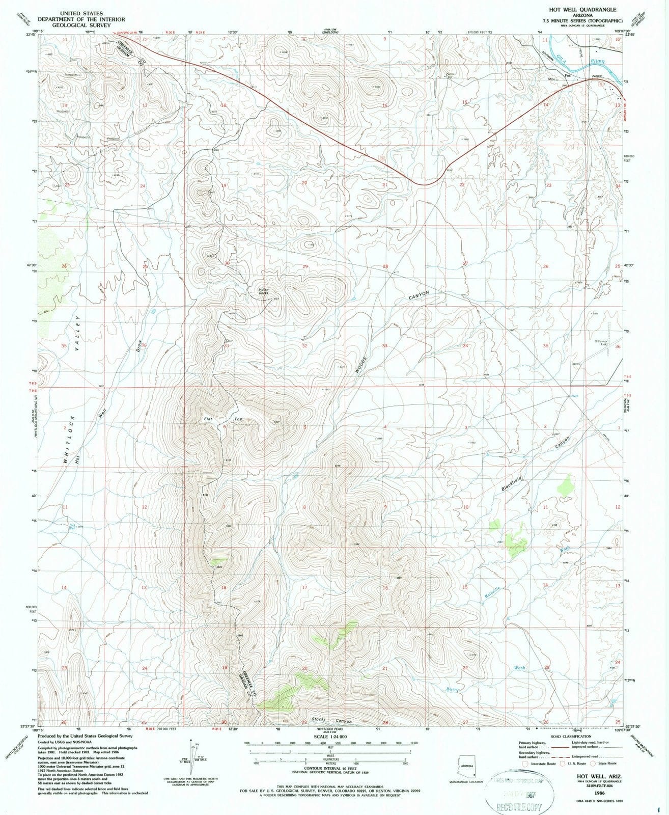 1986 Hot Well, AZ - Arizona - USGS Topographic Map