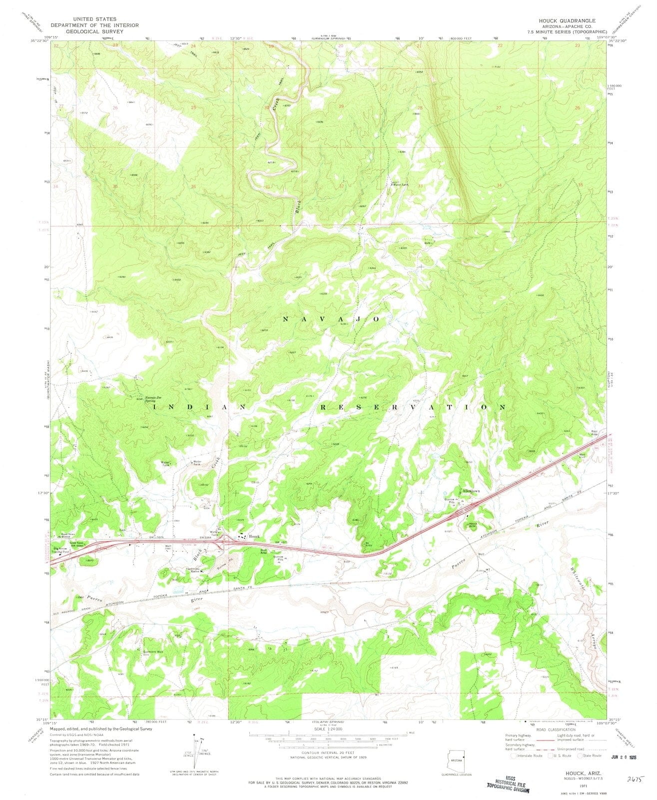 1971 Houck, AZ - Arizona - USGS Topographic Map