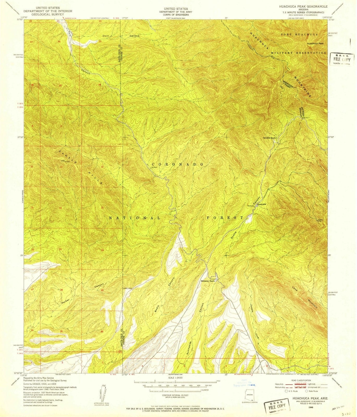 1948 Huachuca Peak, AZ - Arizona - USGS Topographic Map