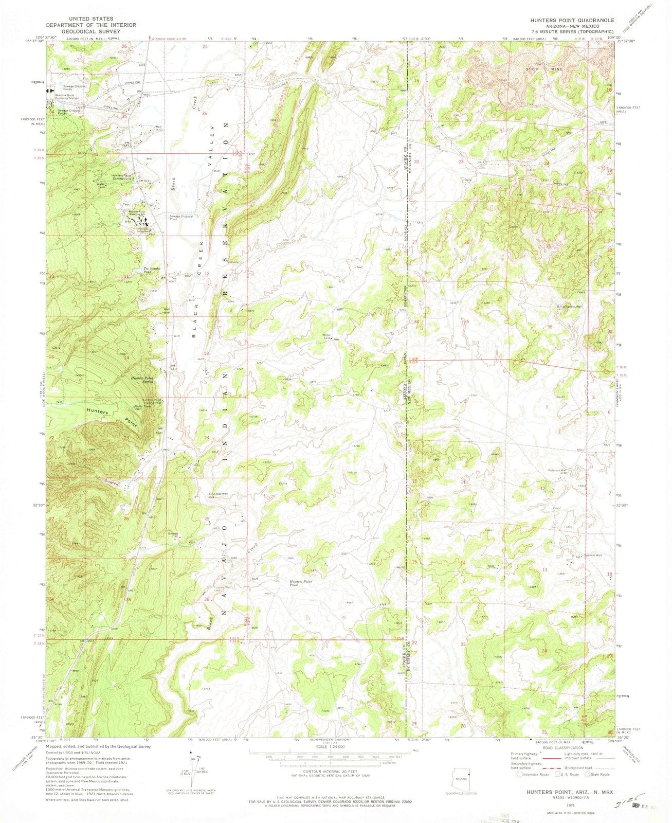 1971 Hunters Point, AZ - Arizona - USGS Topographic Map