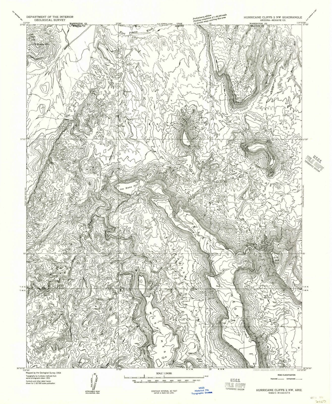 1954 Hurricane Cliffs 2, AZ - Arizona - USGS Topographic Map v2