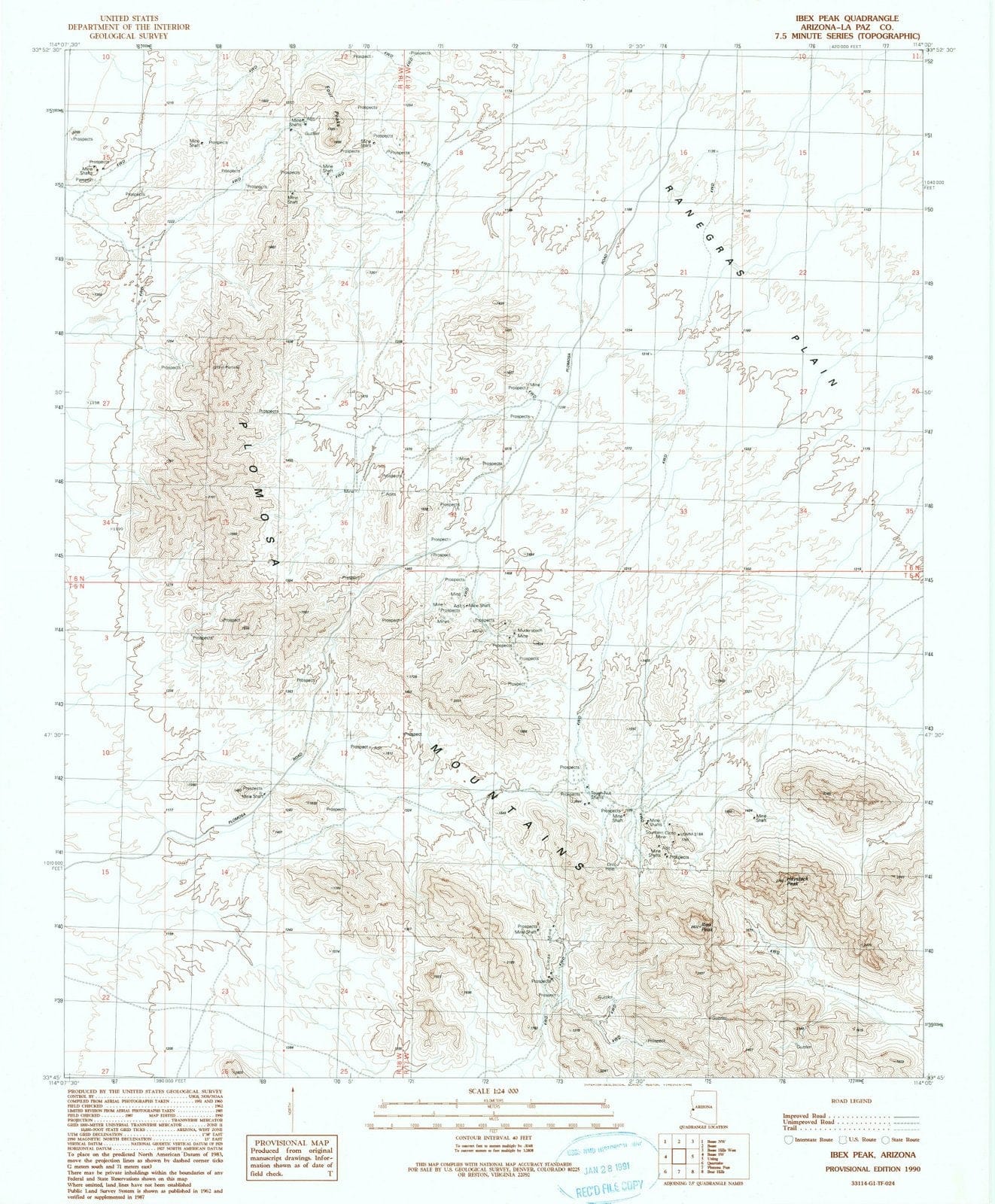 1990 Ibex Peak, AZ - Arizona - USGS Topographic Map