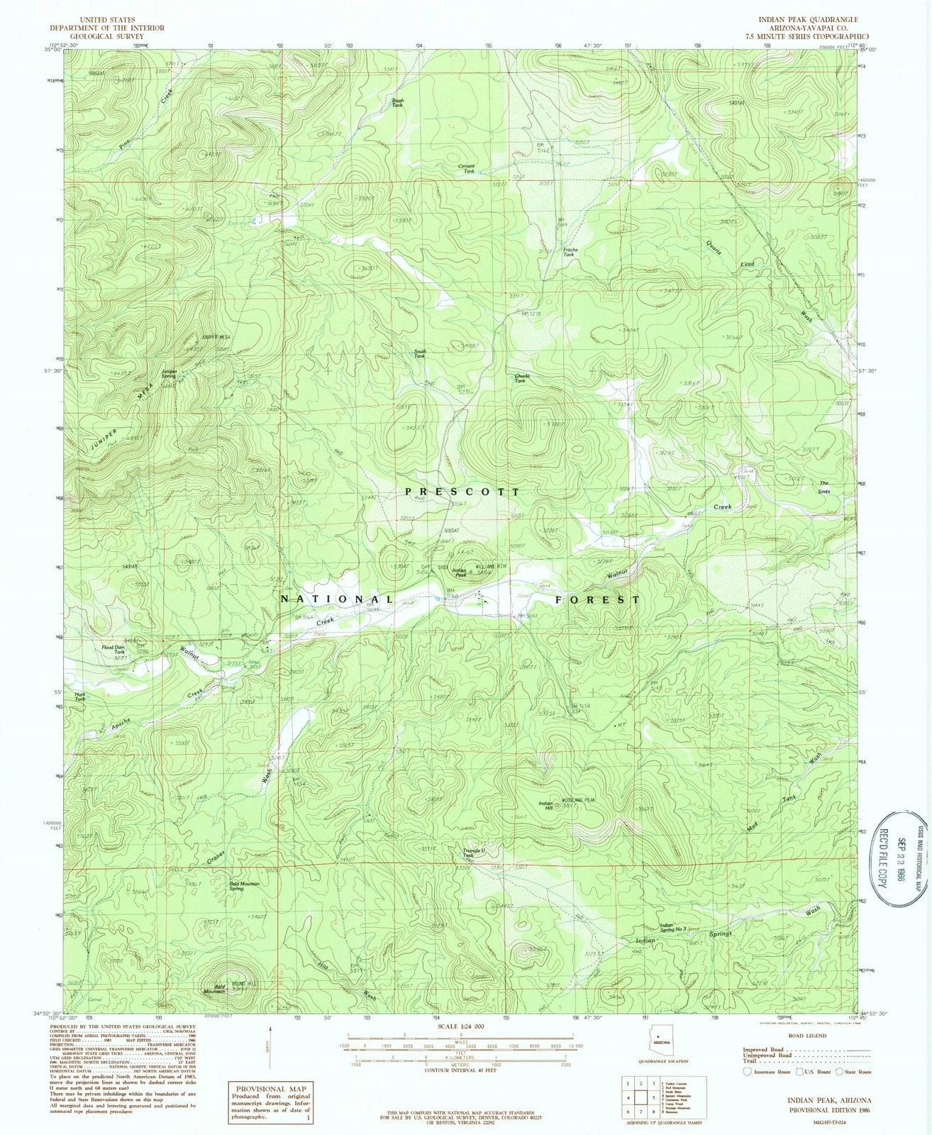 1986 Indian Peak, AZ - Arizona - USGS Topographic Map