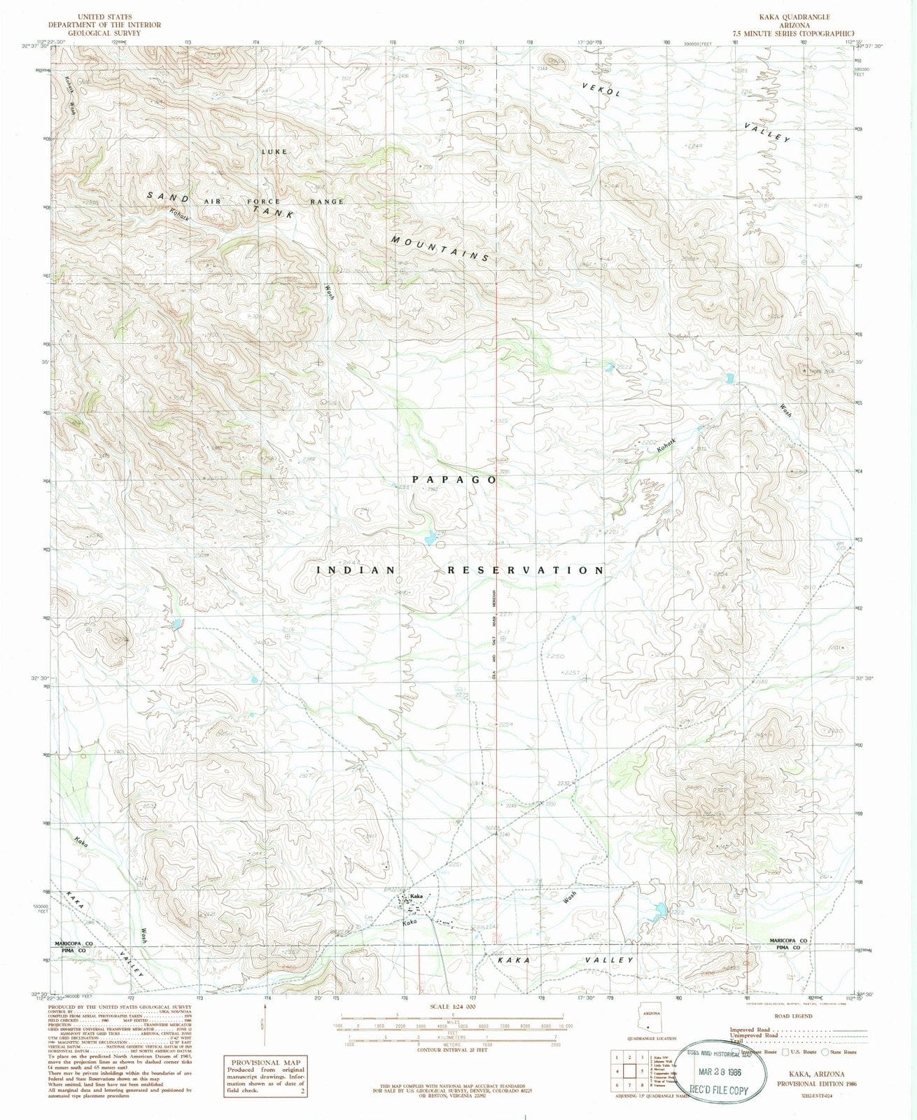 1986 Kaka, AZ - Arizona - USGS Topographic Map v2