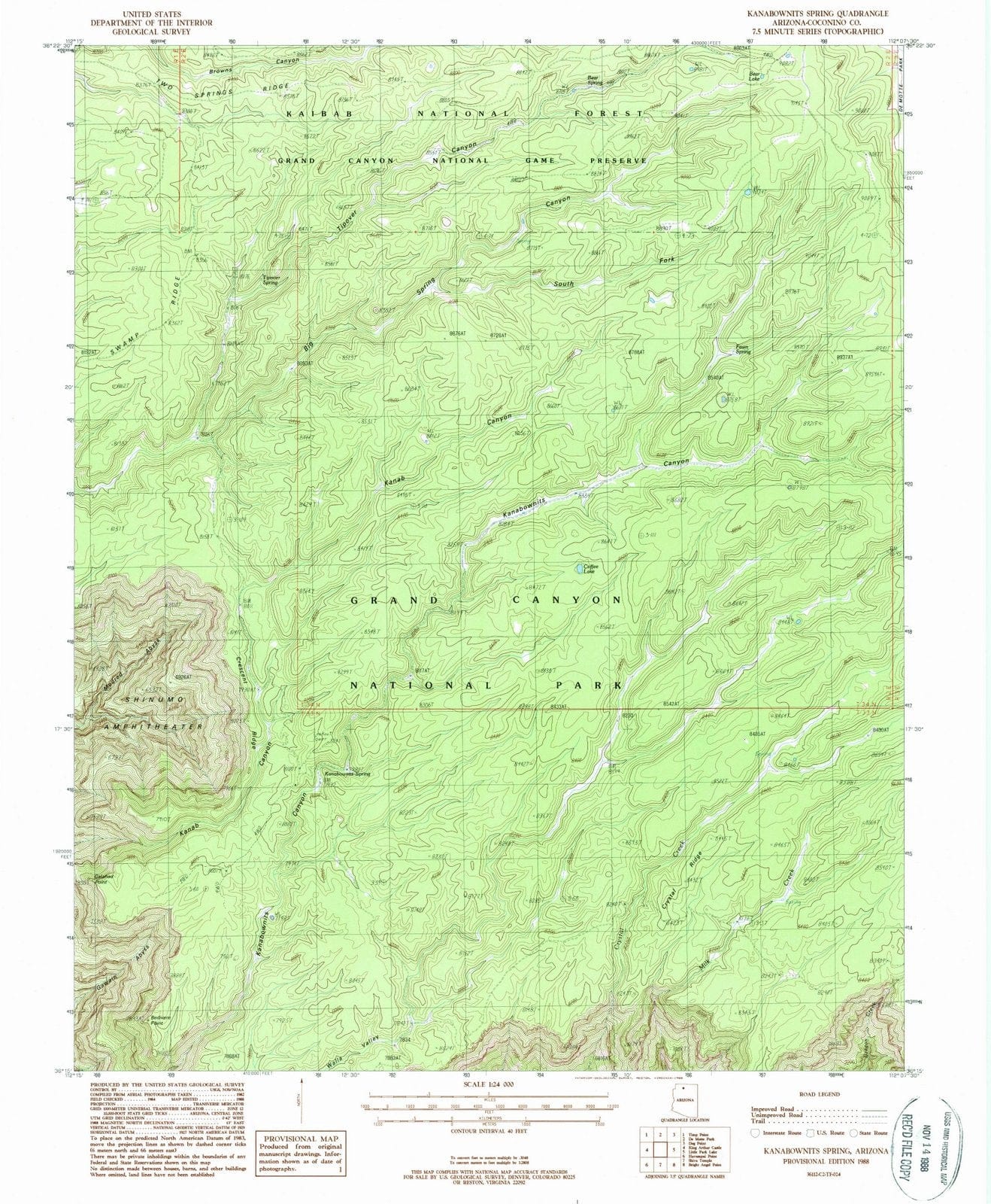 1988 Kanabownits Spring, AZ - Arizona - USGS Topographic Map