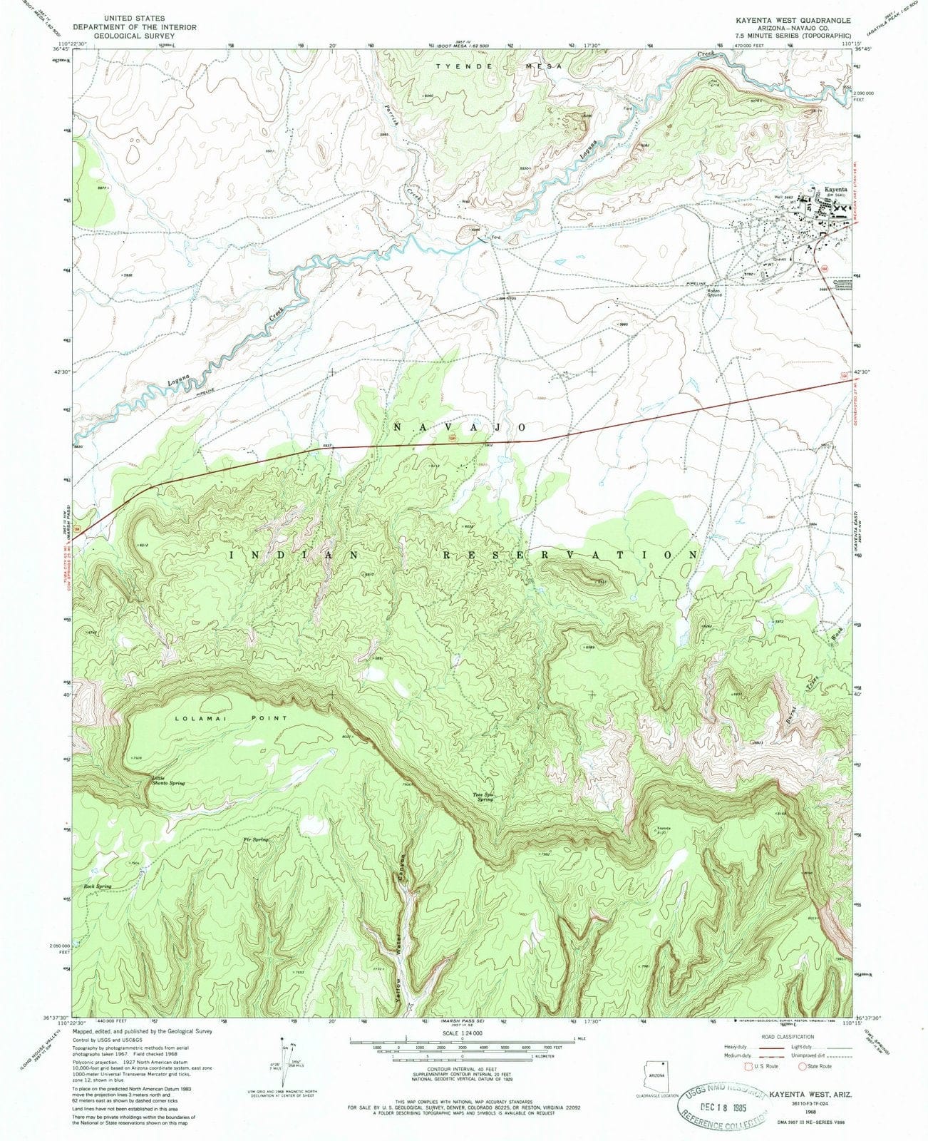 1968 Kayenta West, AZ - Arizona - USGS Topographic Map