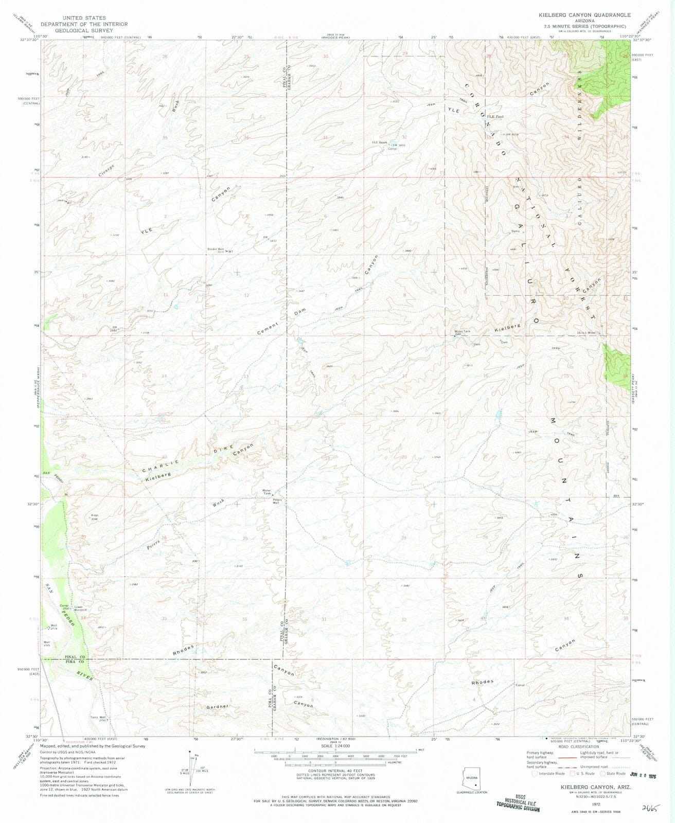 1972 Kielberg Canyon, AZ - Arizona - USGS Topographic Map