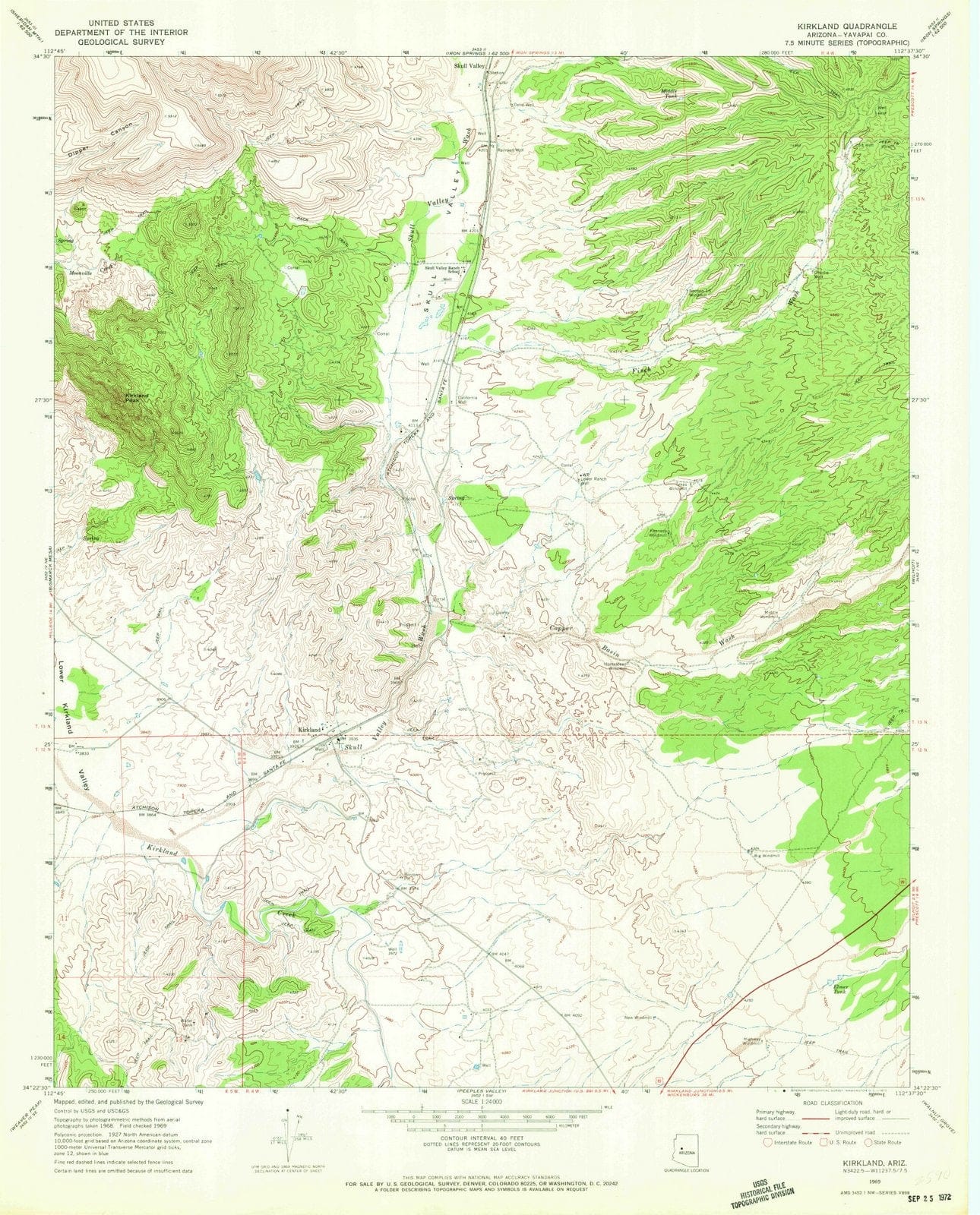 1969 Kirkland, AZ - Arizona - USGS Topographic Map