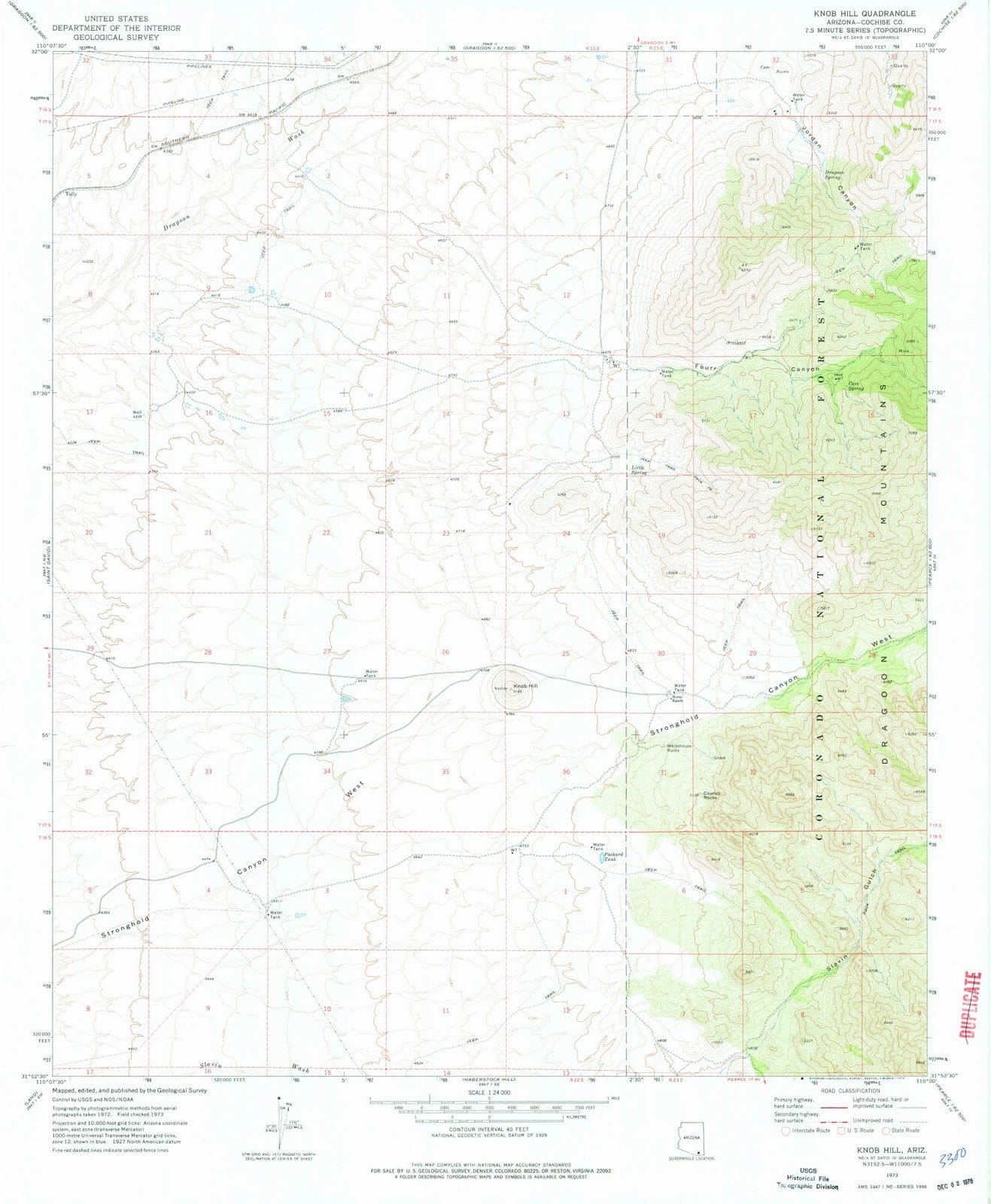 1973 Knob Hill, AZ - Arizona - USGS Topographic Map