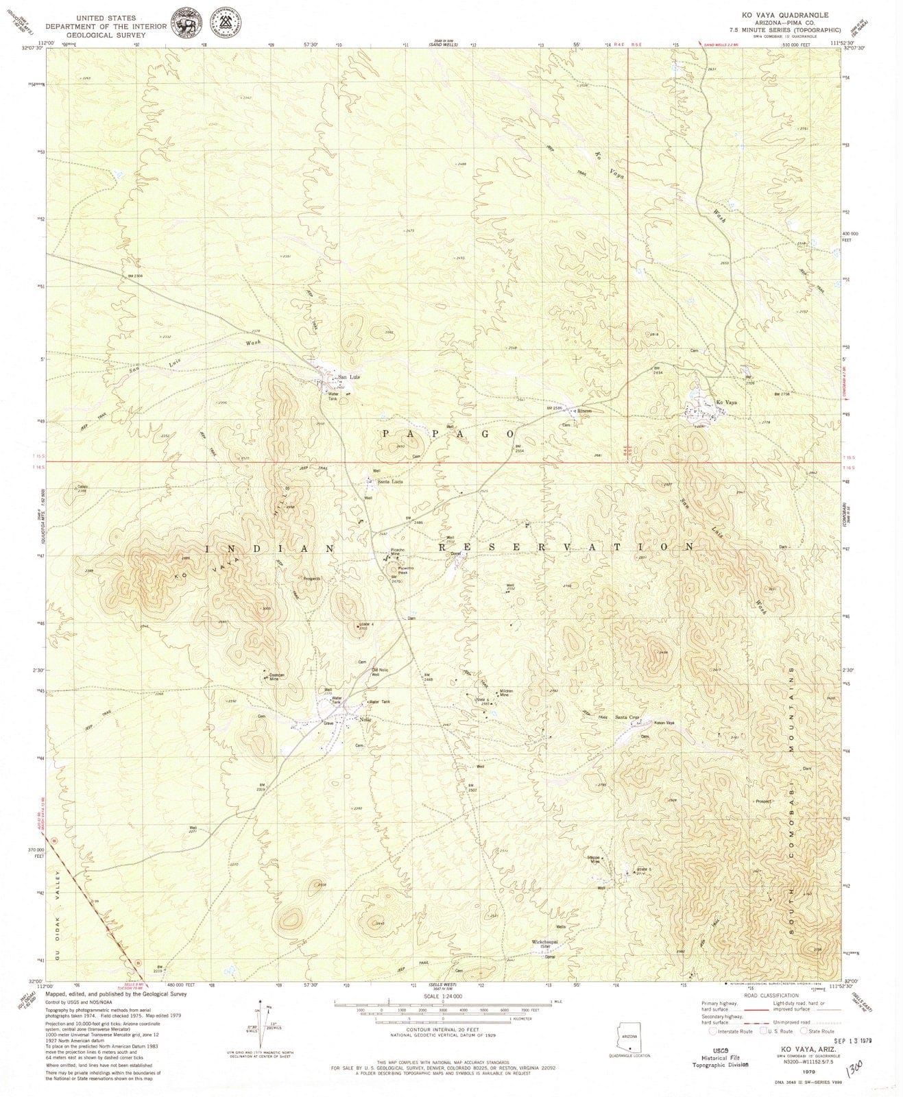 1979 Ko Vaya, AZ - Arizona - USGS Topographic Map