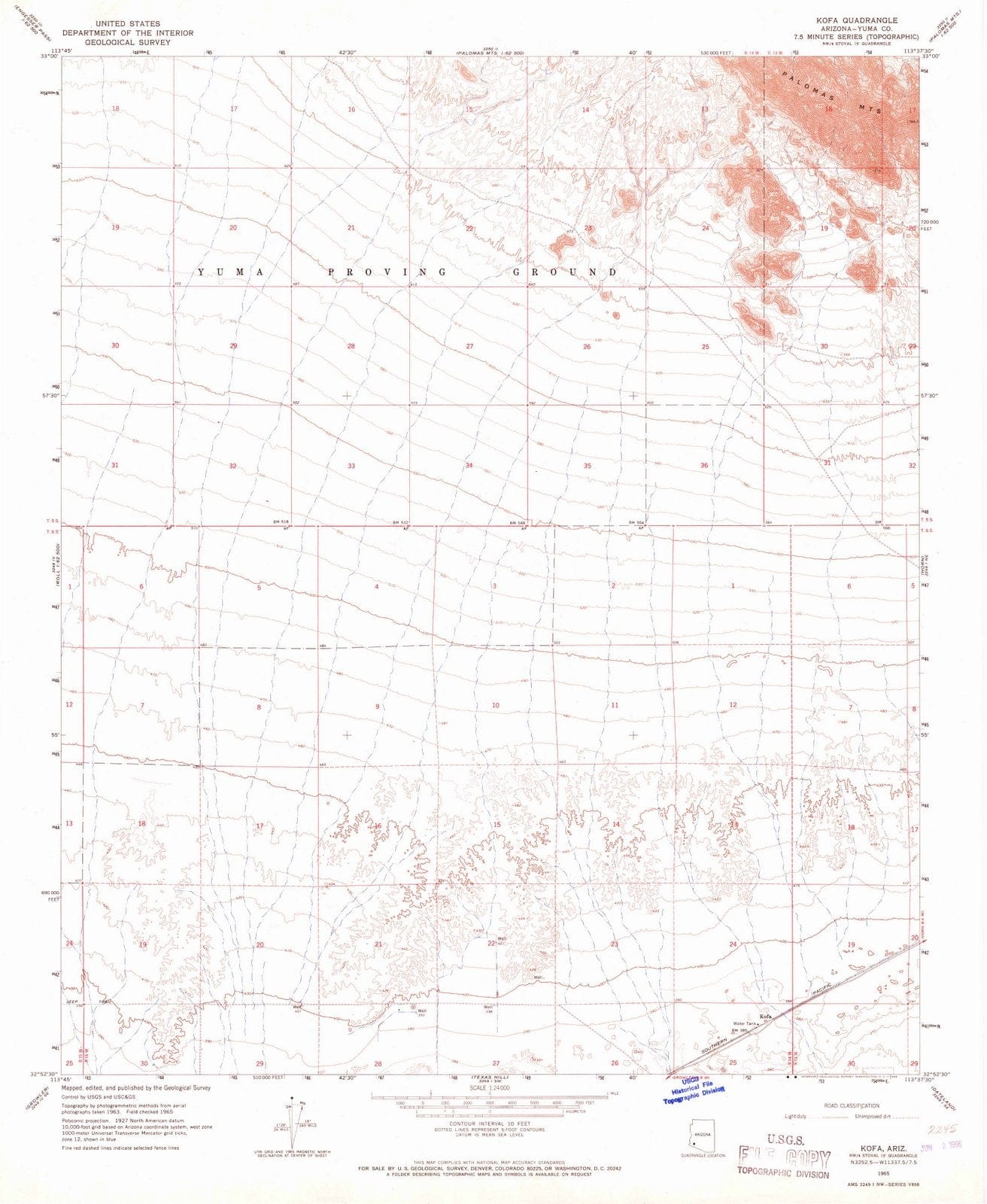 1965 Kofa, AZ - Arizona - USGS Topographic Map
