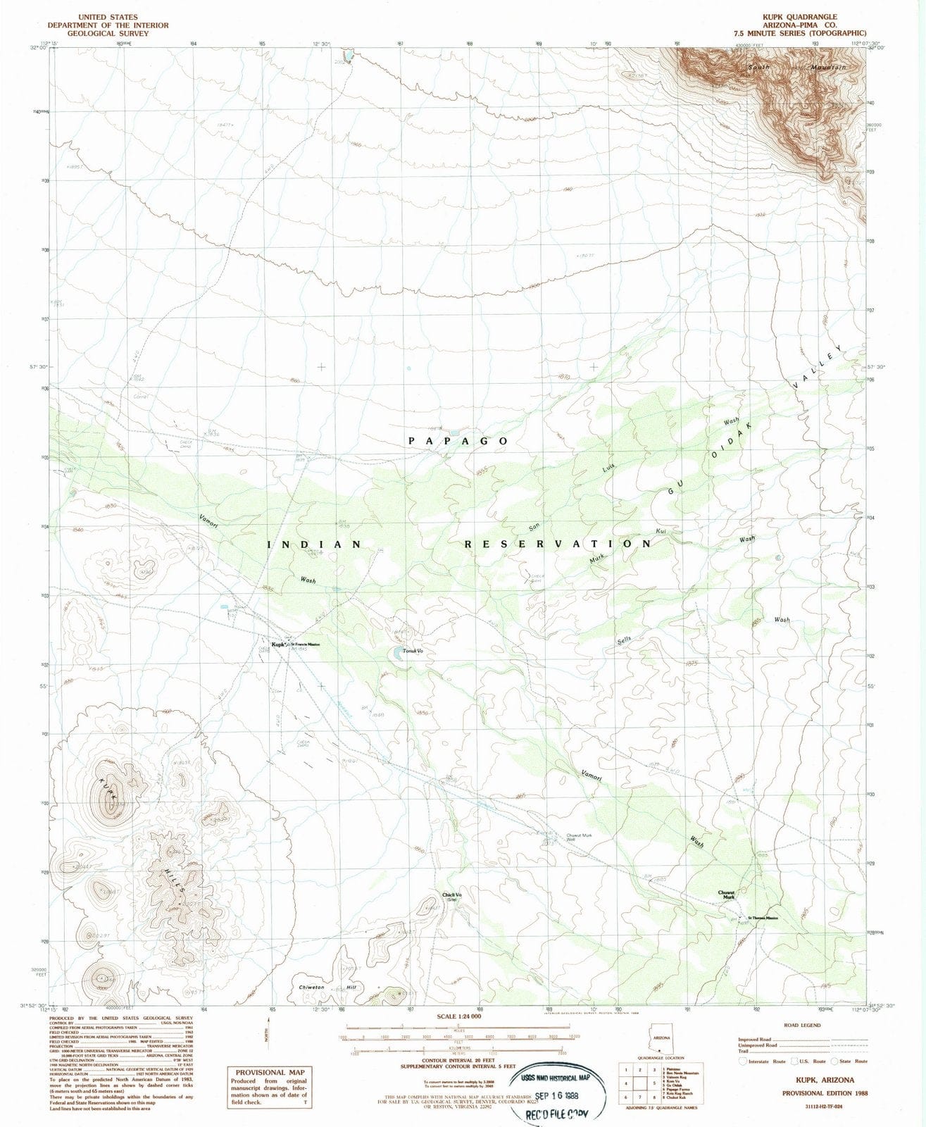 1988 Kupk, AZ - Arizona - USGS Topographic Map