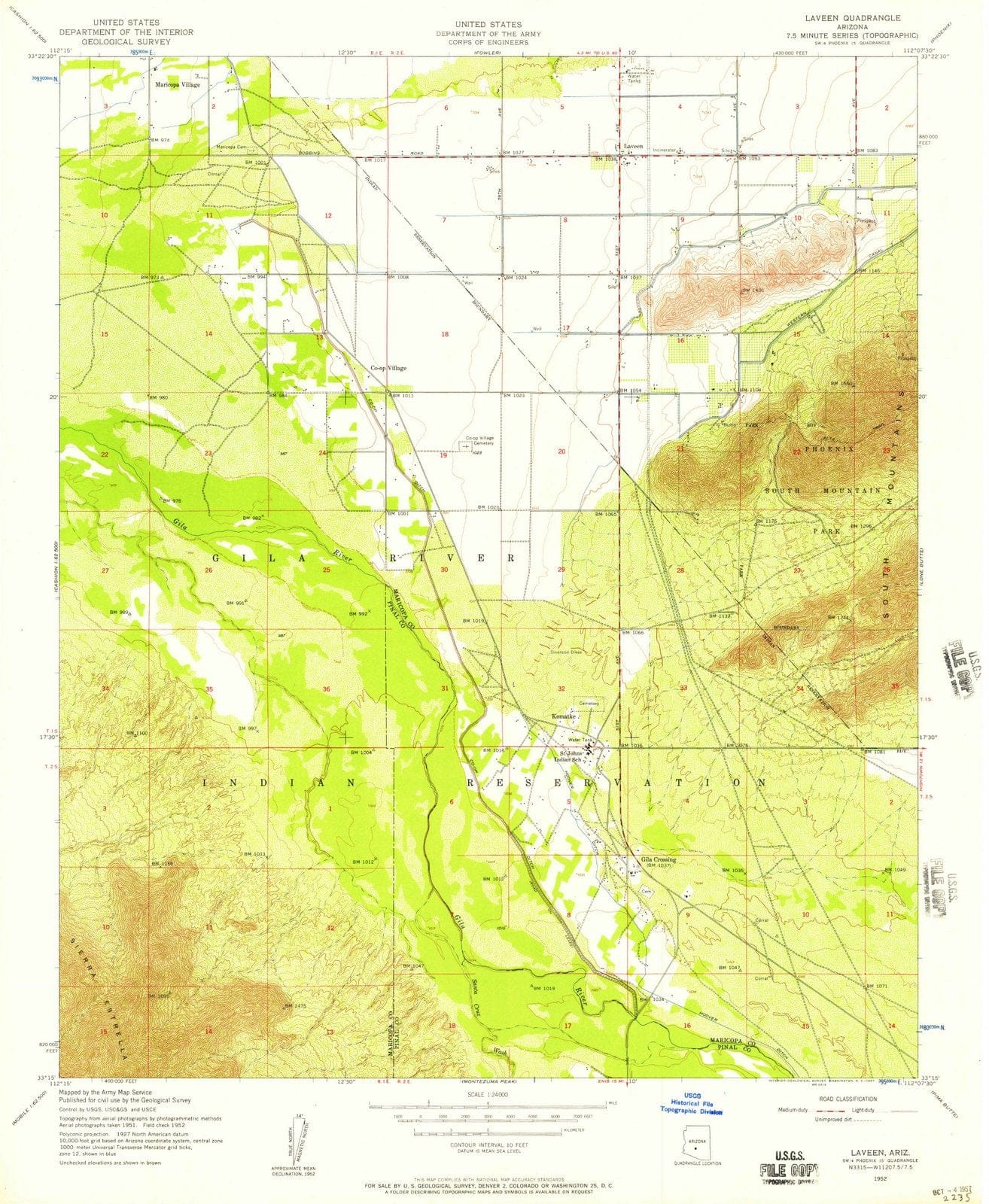 1952 Laveen, AZ - Arizona - USGS Topographic Map