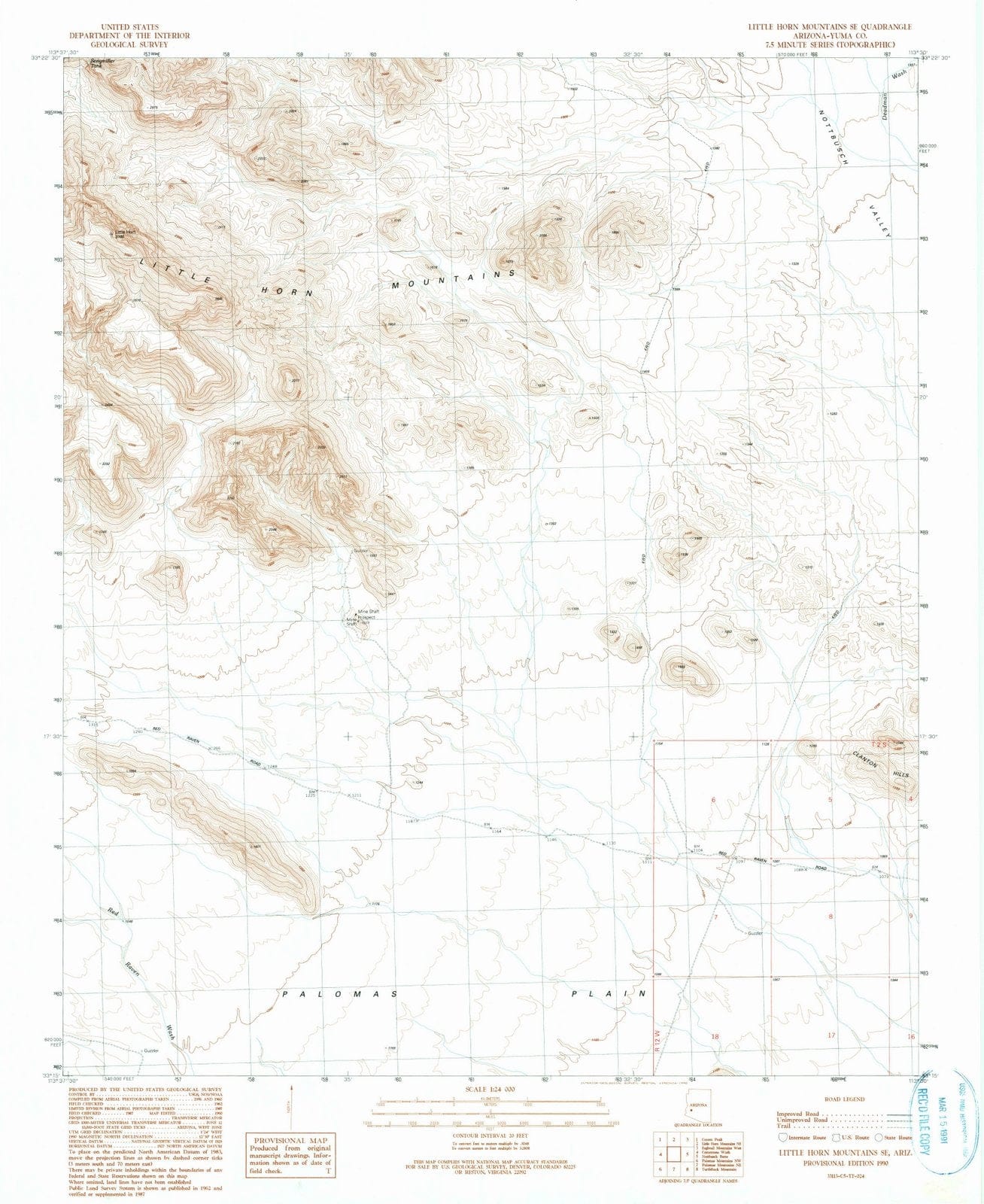 1990 Little Horn Mountains, AZ - Arizona - USGS Topographic Map v2