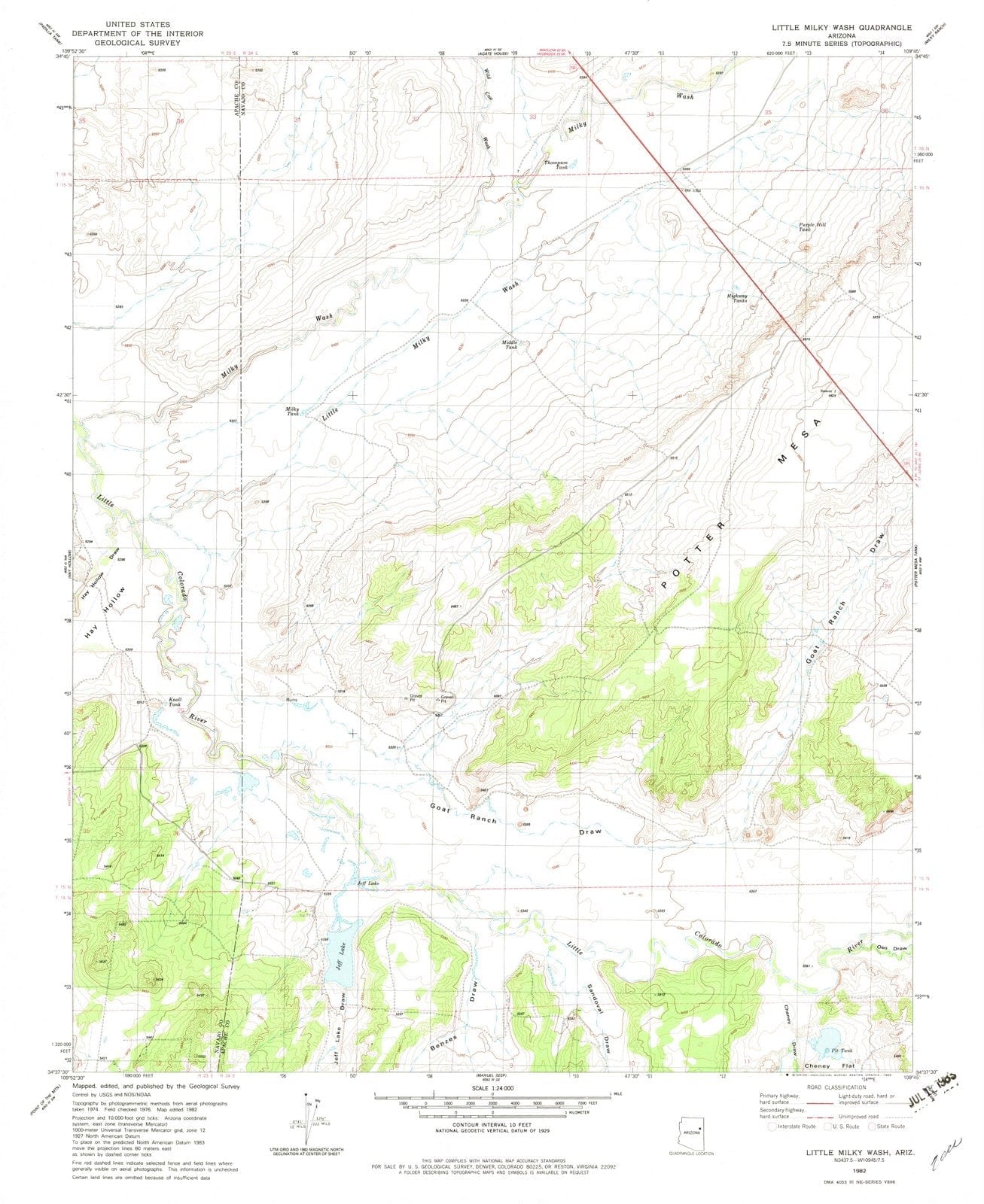 1982 Little Milky Wash, AZ - Arizona - USGS Topographic Map