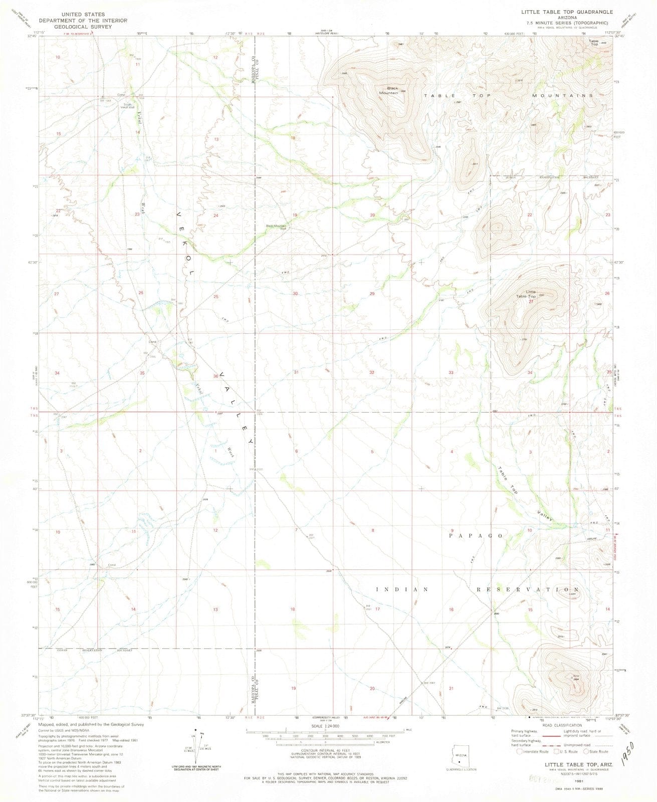 1981 Little Table Top, AZ - Arizona - USGS Topographic Map