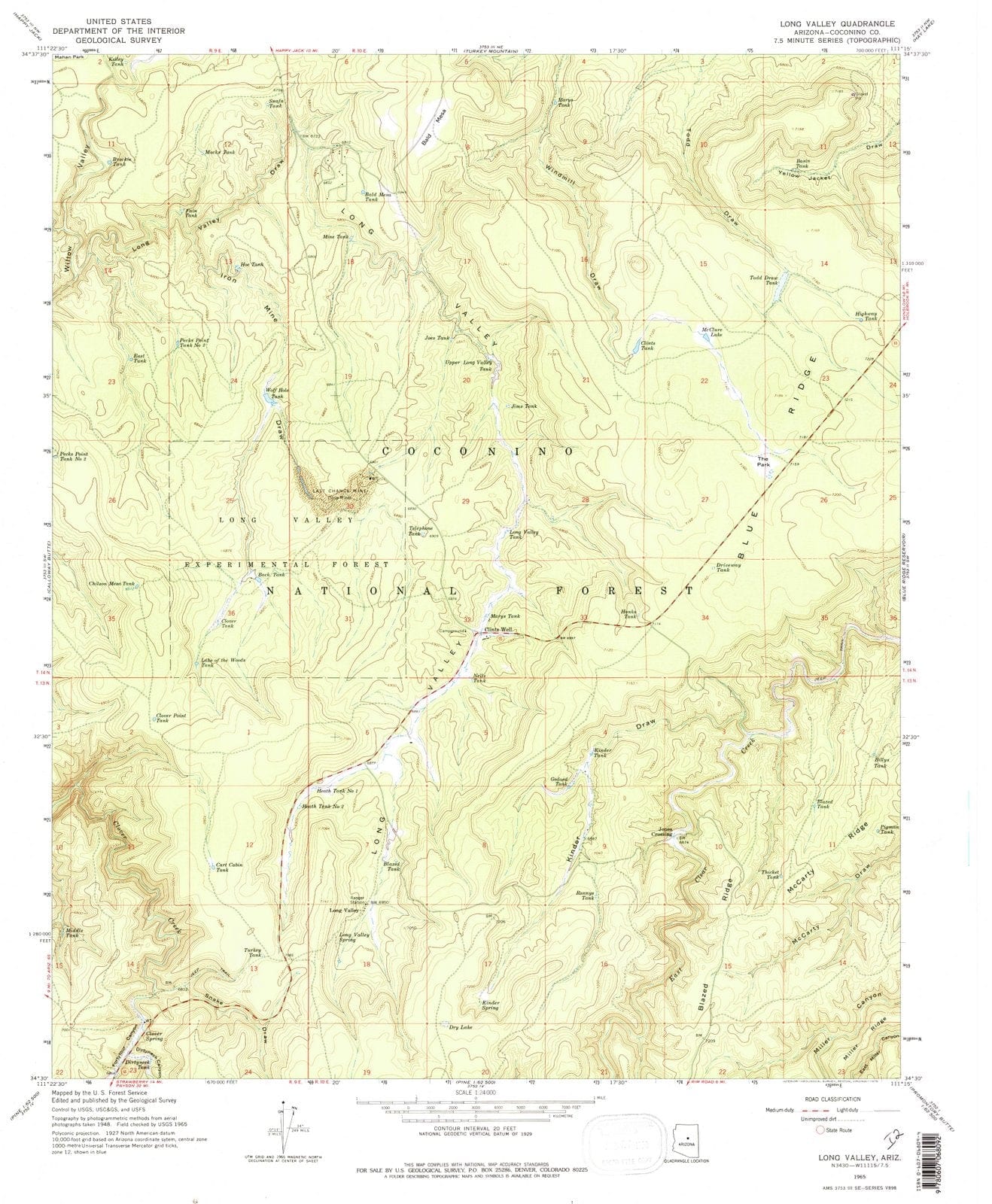 1965 Long Valley, AZ - Arizona - USGS Topographic Map
