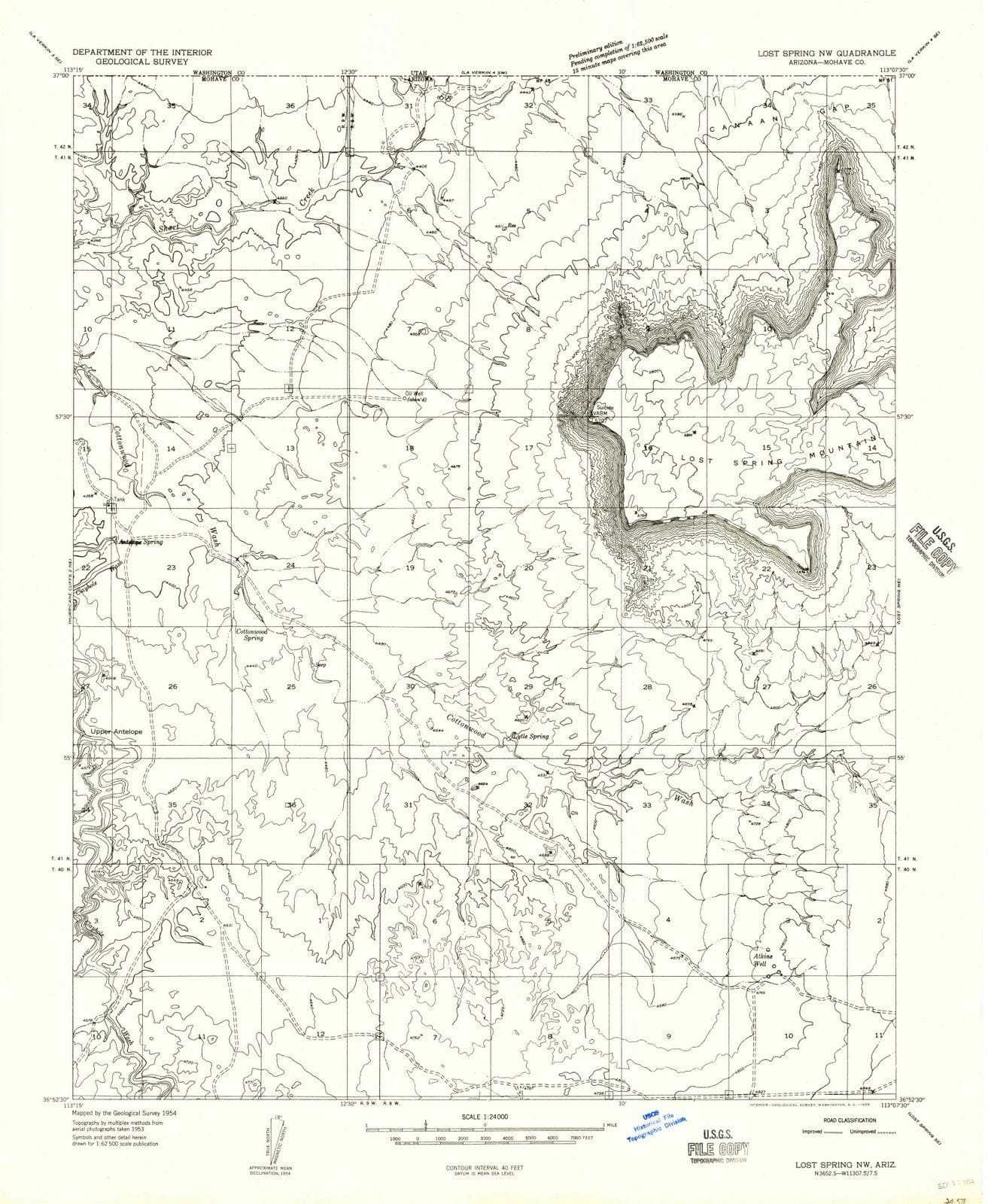 1954 Lost Spring, AZ - Arizona - USGS Topographic Map