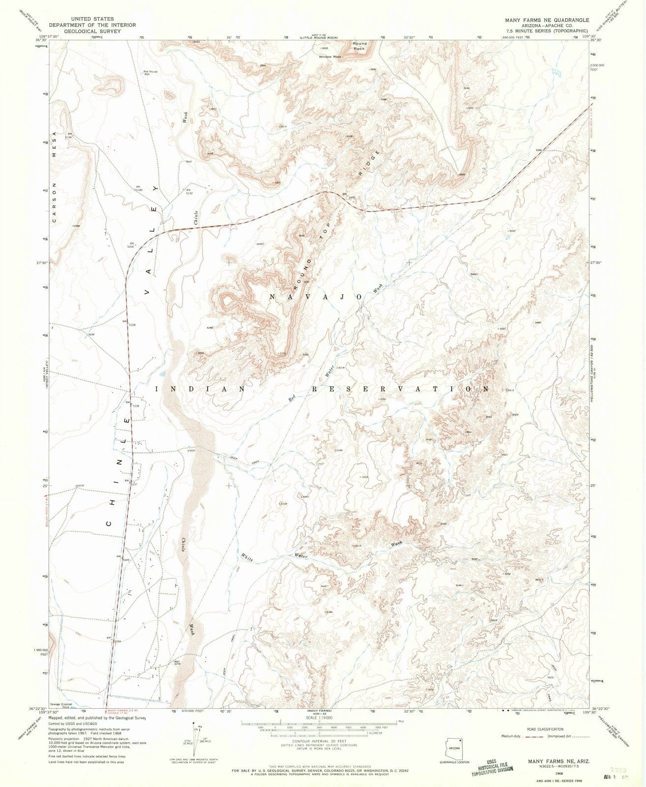1968 Many Farms, AZ - Arizona - USGS Topographic Map