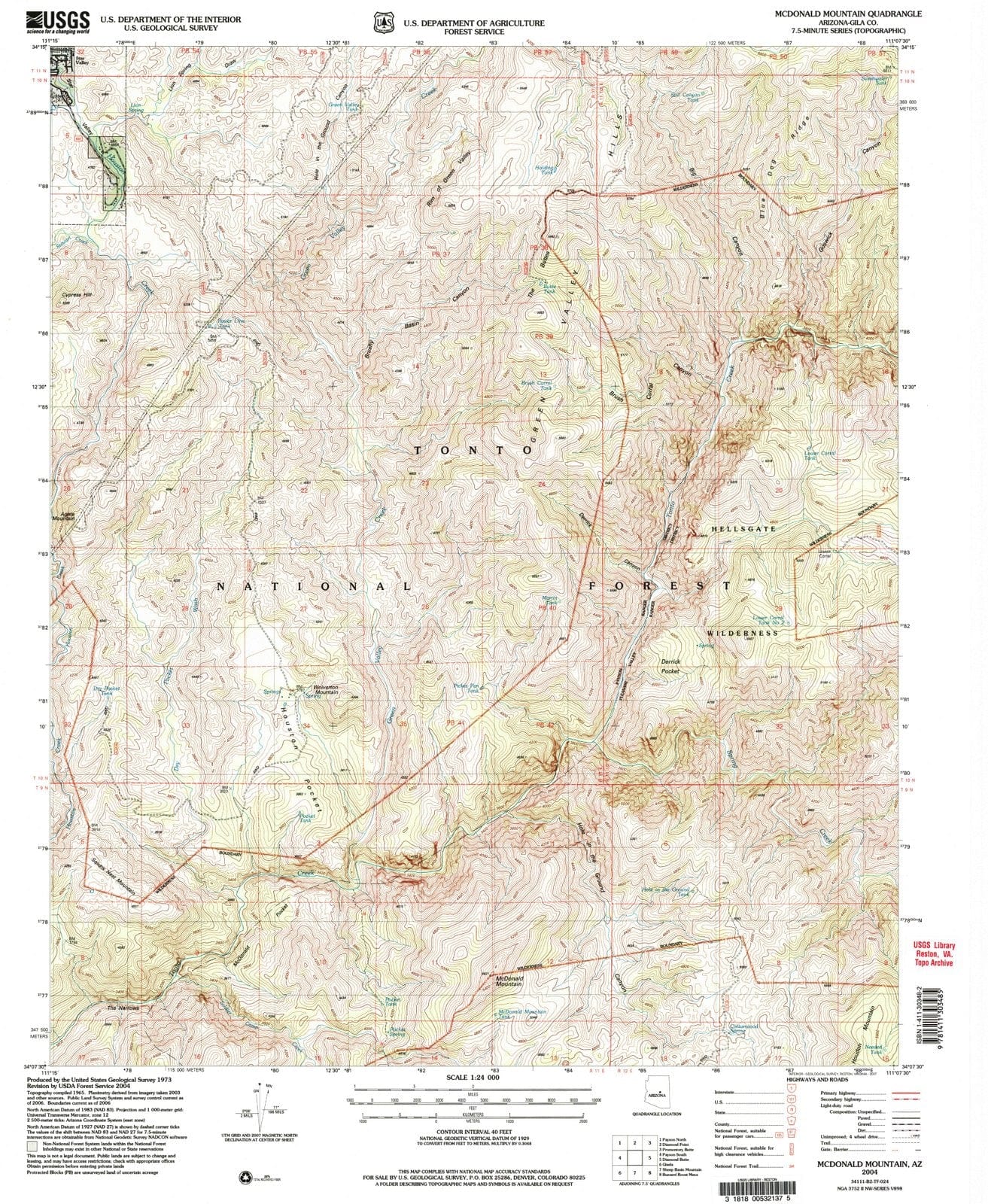 2004 McDonald Mountain, AZ - Arizona - USGS Topographic Map