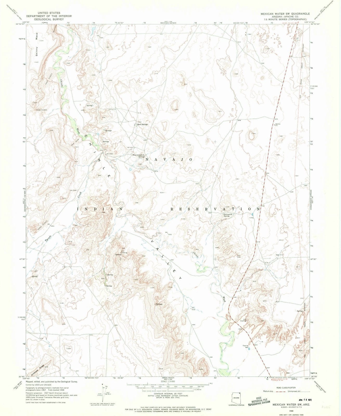 1968 Mexican Water, AZ - Arizona - USGS Topographic Map