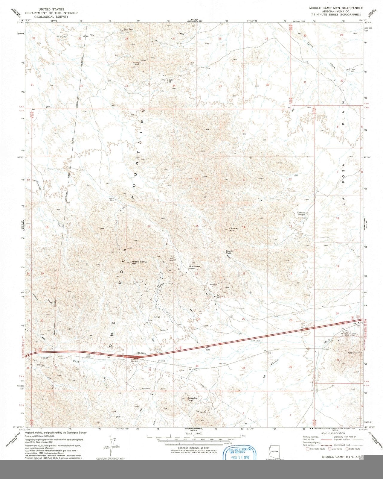 1971 Middle Camp MTN, AZ - Arizona - USGS Topographic Map
