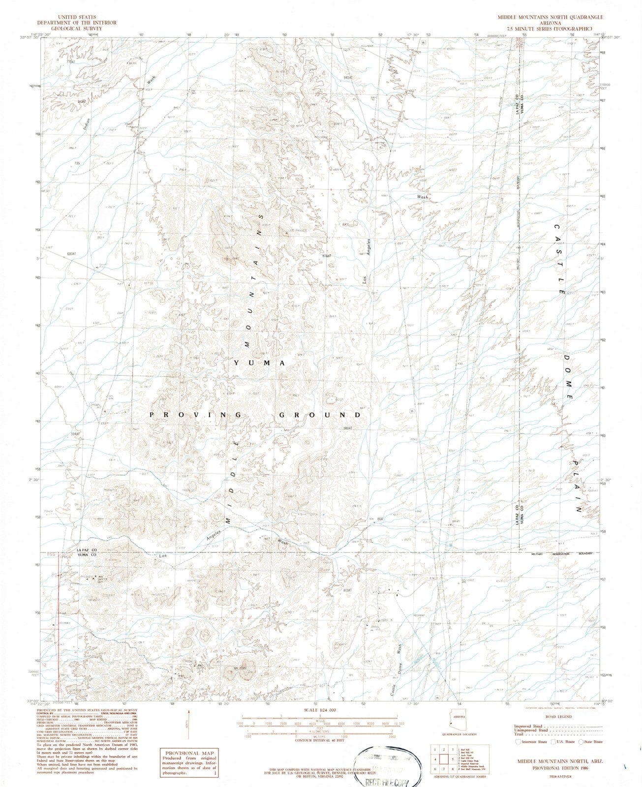 1986 Middle Mountains North, AZ - Arizona - USGS Topographic Map