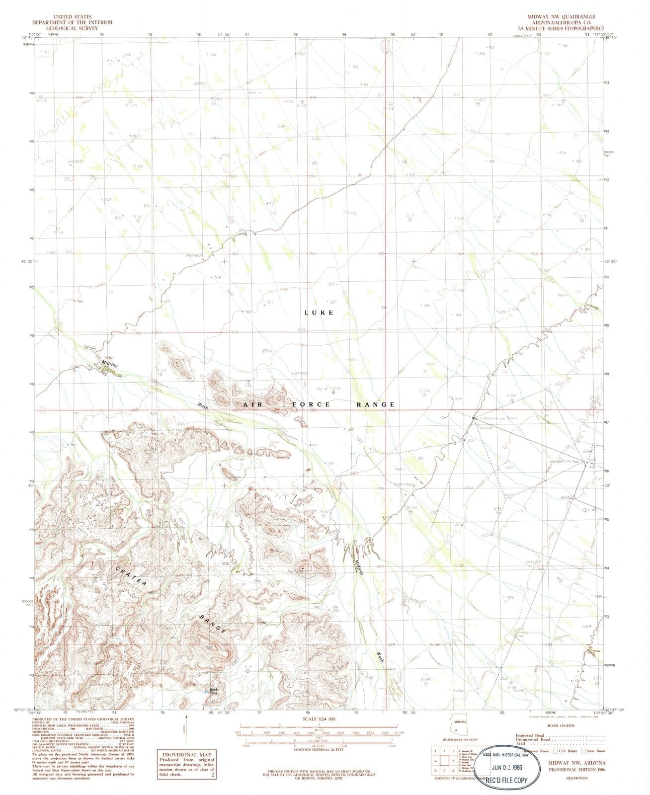 1986 Midway, AZ - Arizona - USGS Topographic Map