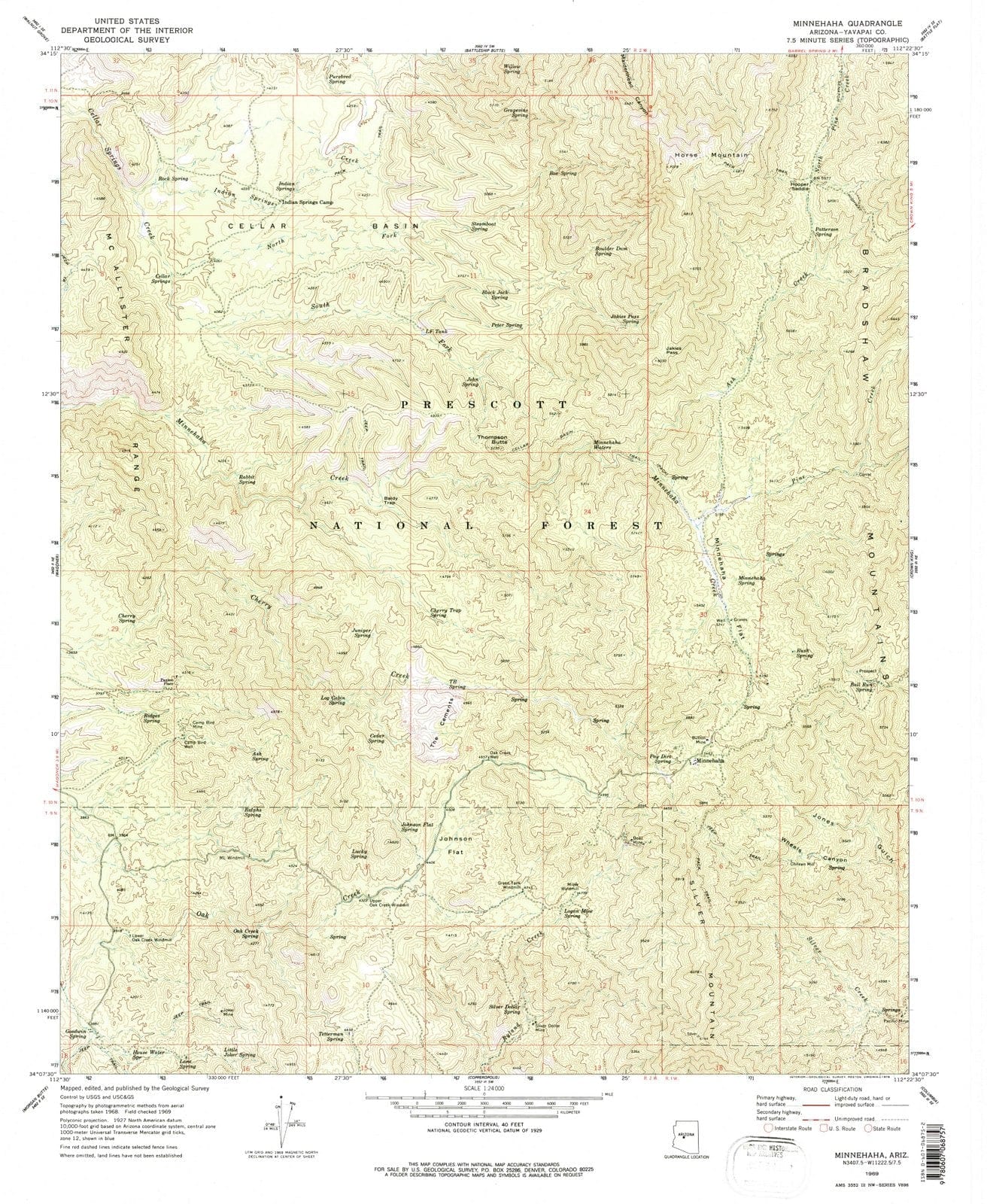 1969 Minnehaha, AZ - Arizona - USGS Topographic Map