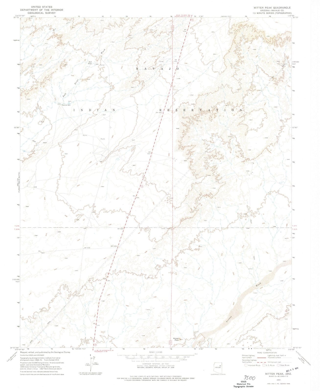 1972 Mitten Peak, AZ - Arizona - USGS Topographic Map