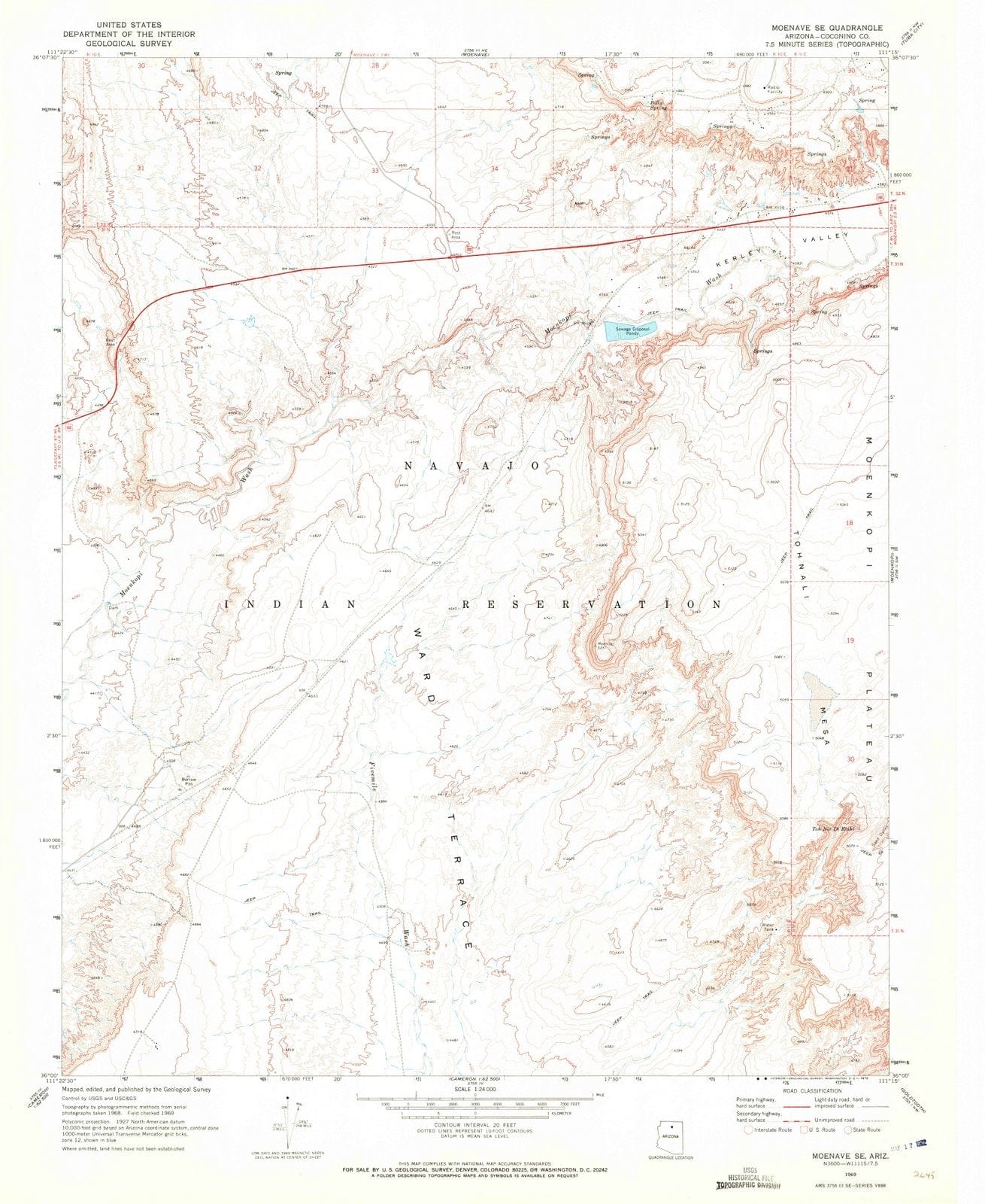 1969 Moenave, AZ - Arizona - USGS Topographic Map