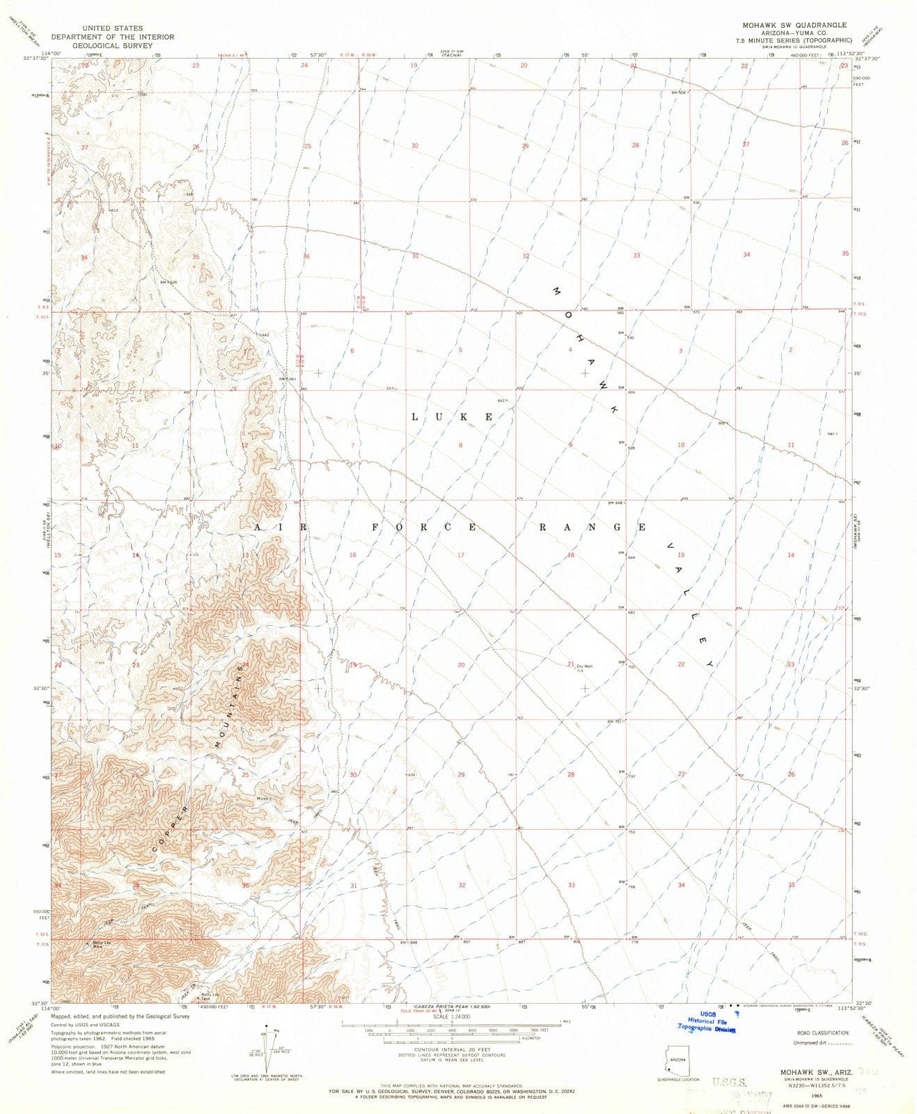1965 Mohawk, AZ - Arizona - USGS Topographic Map v2