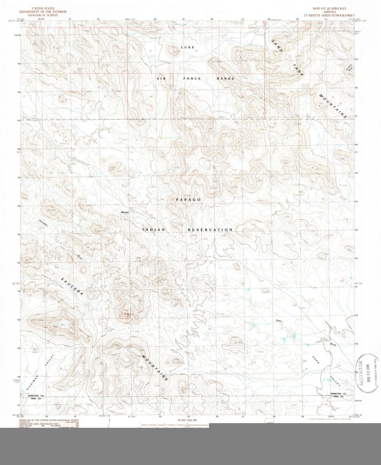 1986 Moivayi, AZ - Arizona - USGS Topographic Map