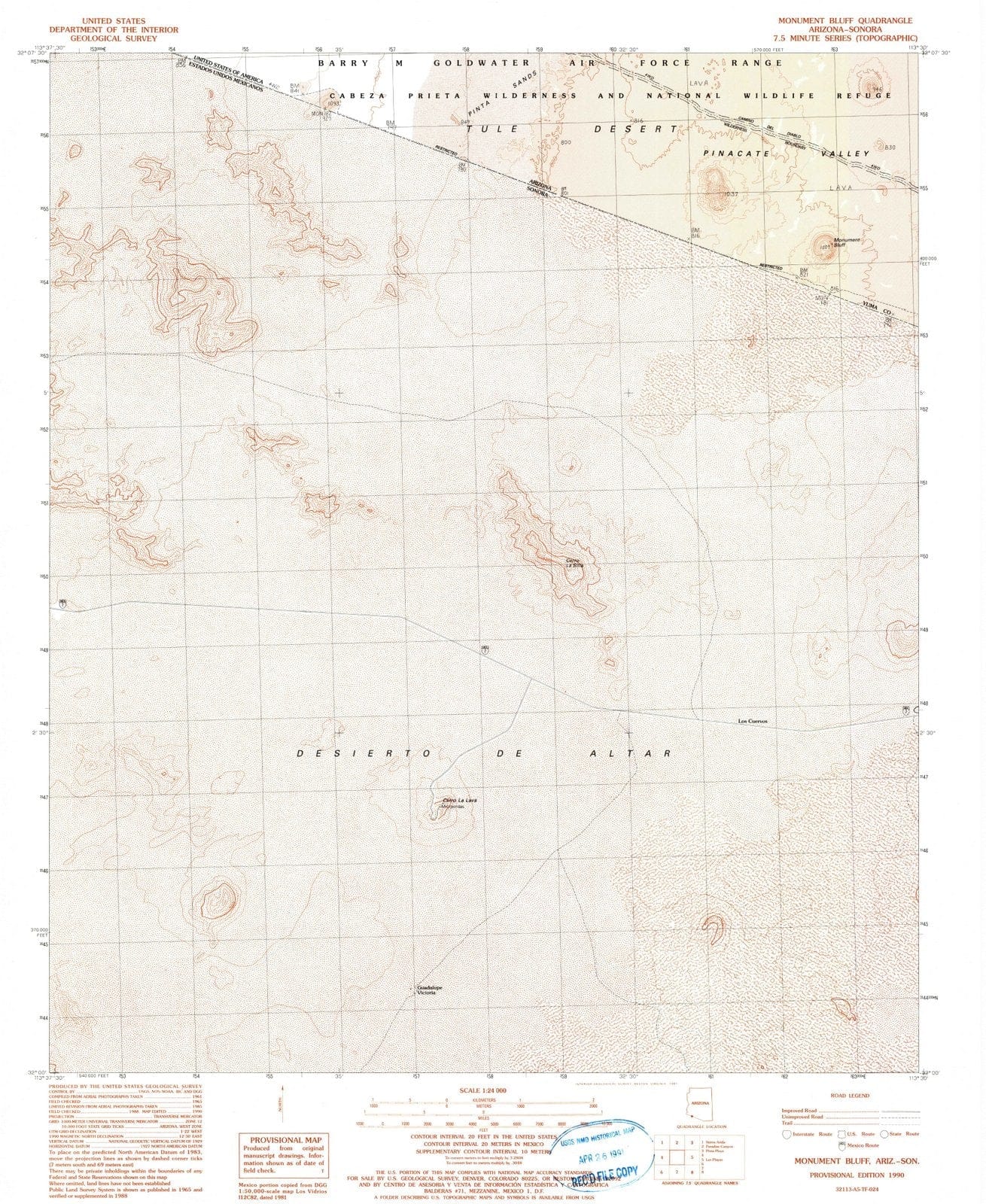1990 Monument Bluff, AZ - Arizona - USGS Topographic Map