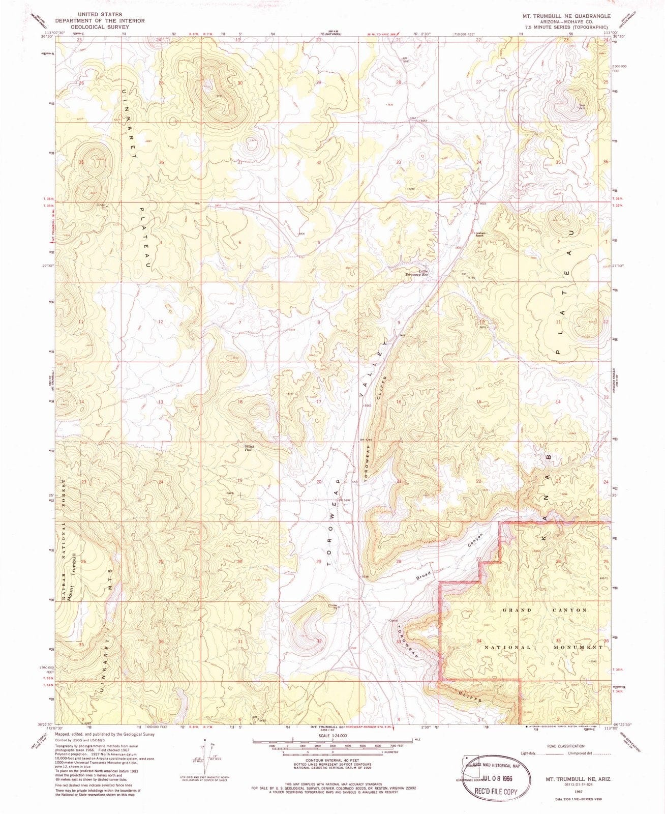 1967 Mount Trumbull, AZ - Arizona - USGS Topographic Map