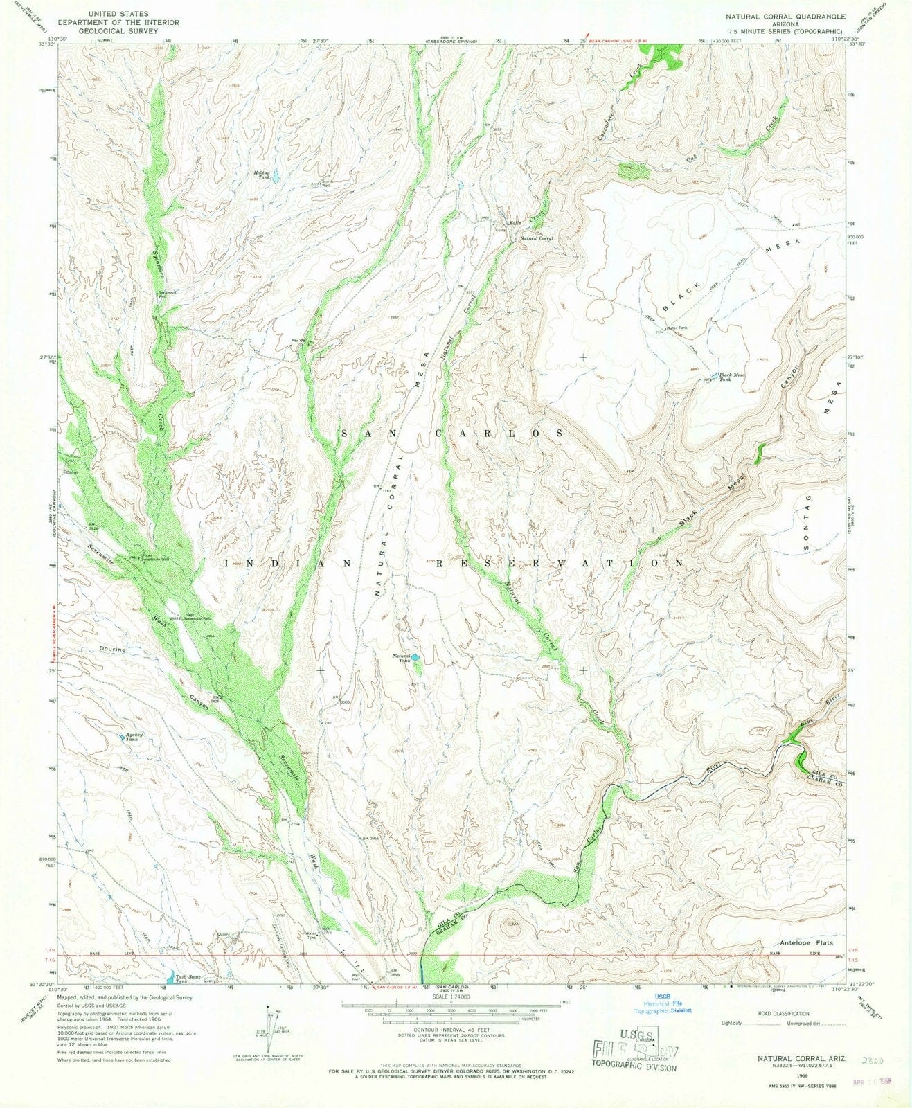 1966 Natural Corral, AZ - Arizona - USGS Topographic Map