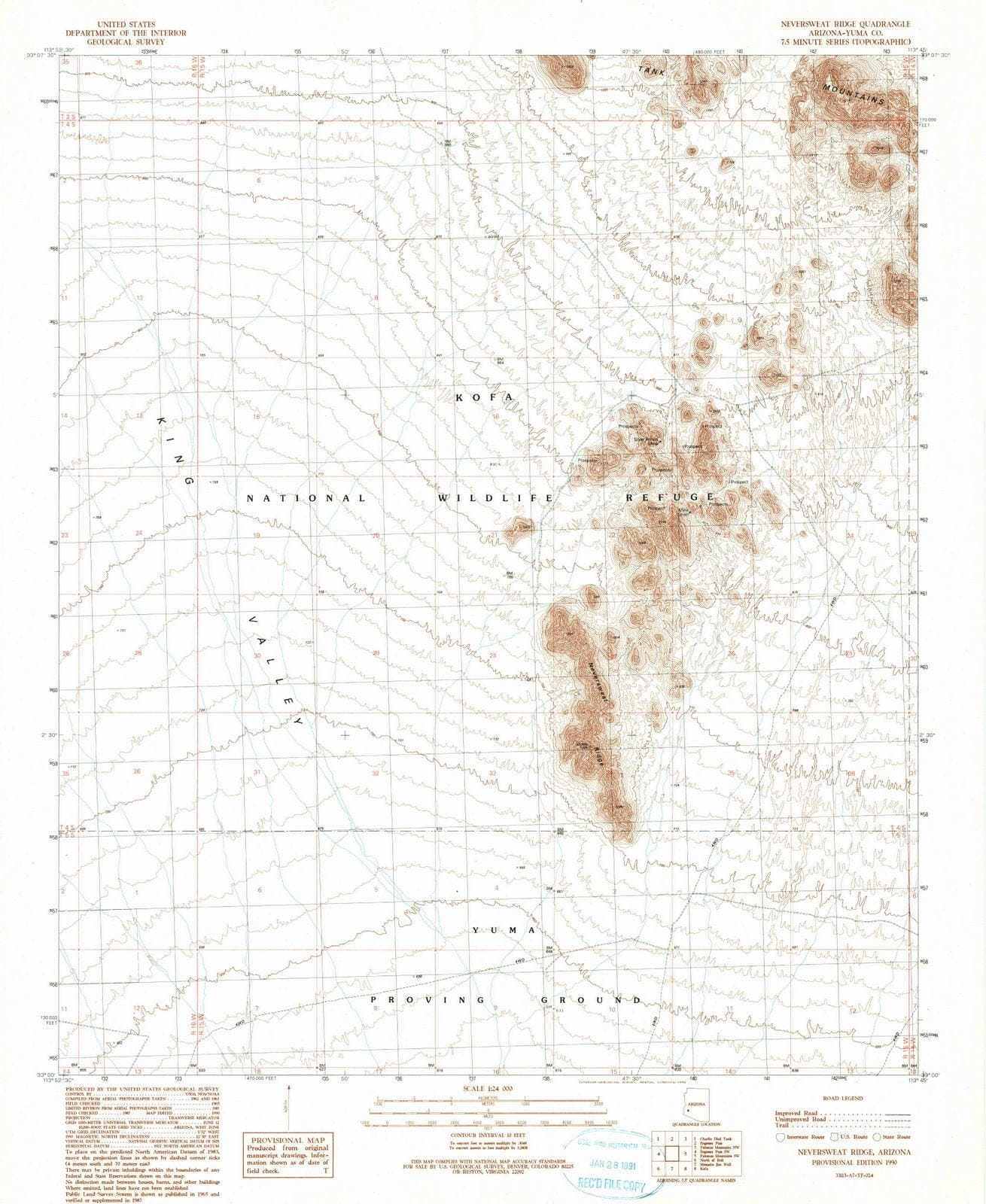 1990 Neversweat Ridge, AZ - Arizona - USGS Topographic Map