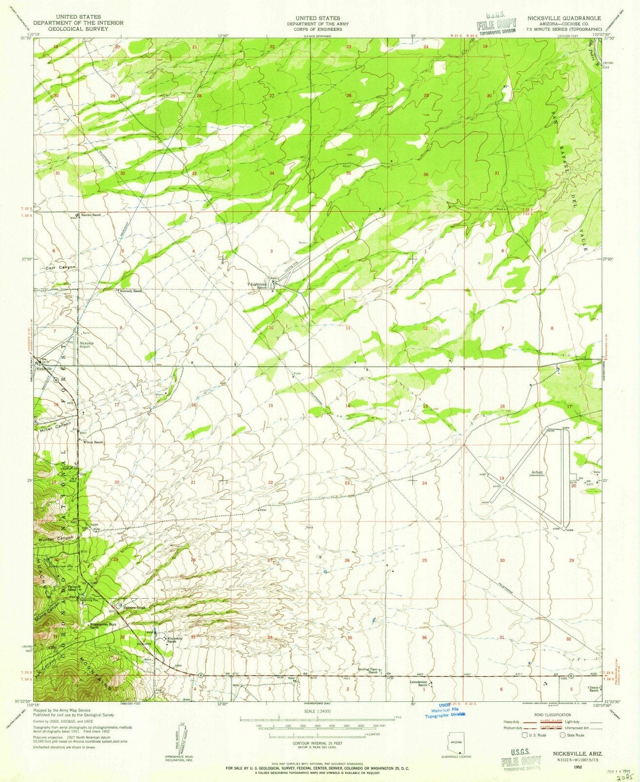 1952 Nicksville, AZ - Arizona - USGS Topographic Map