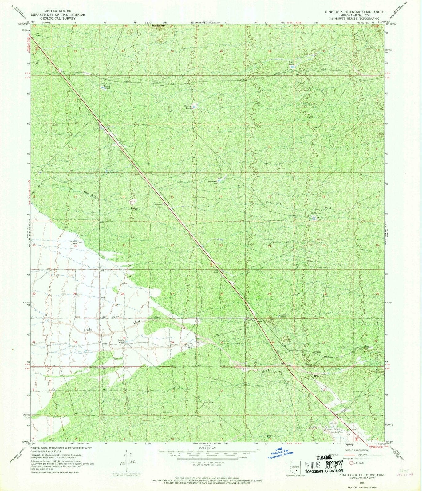 1966 Ninetysix Hills, AZ - Arizona - USGS Topographic Map v4
