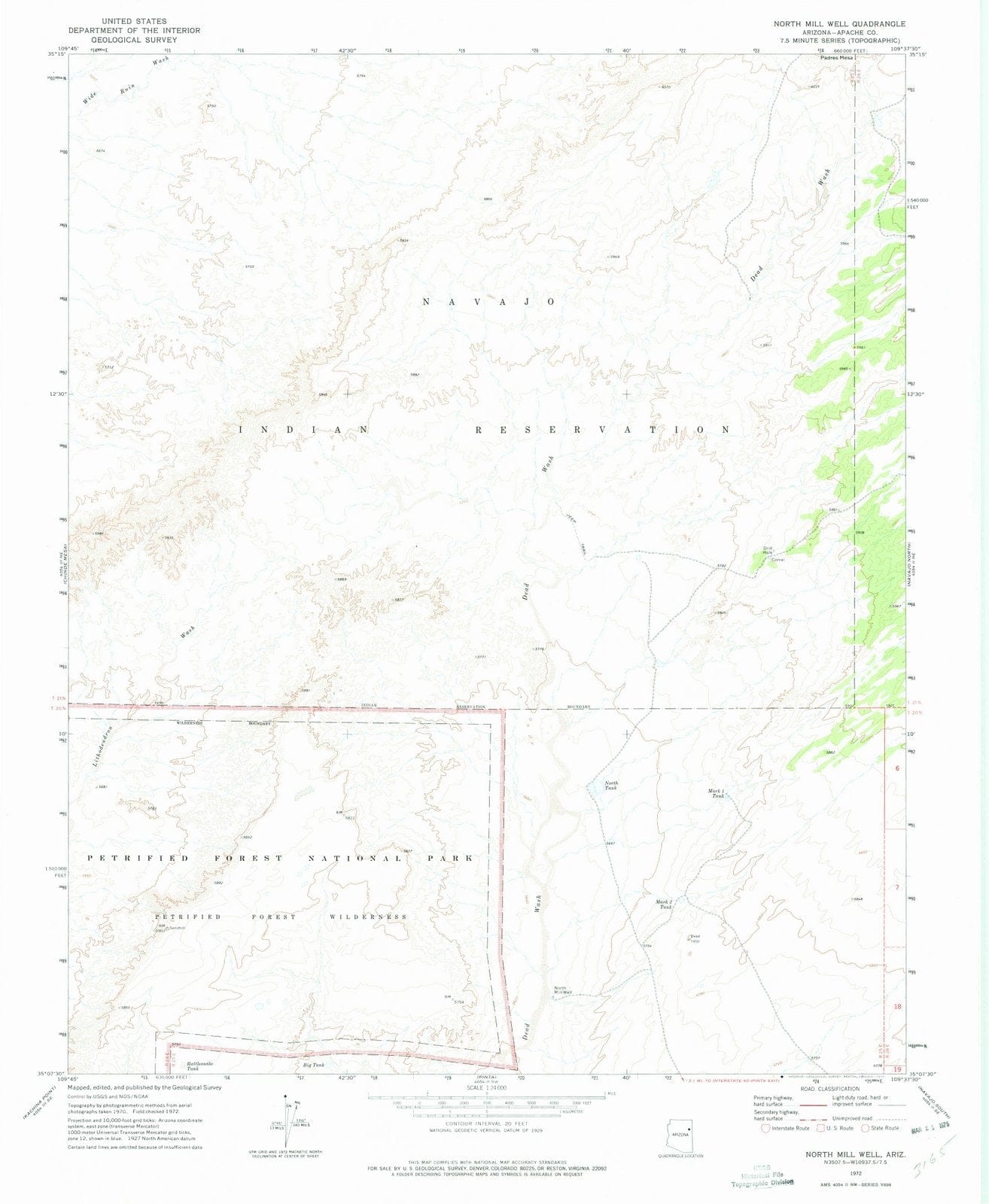 1972 North Mill Well, AZ - Arizona - USGS Topographic Map