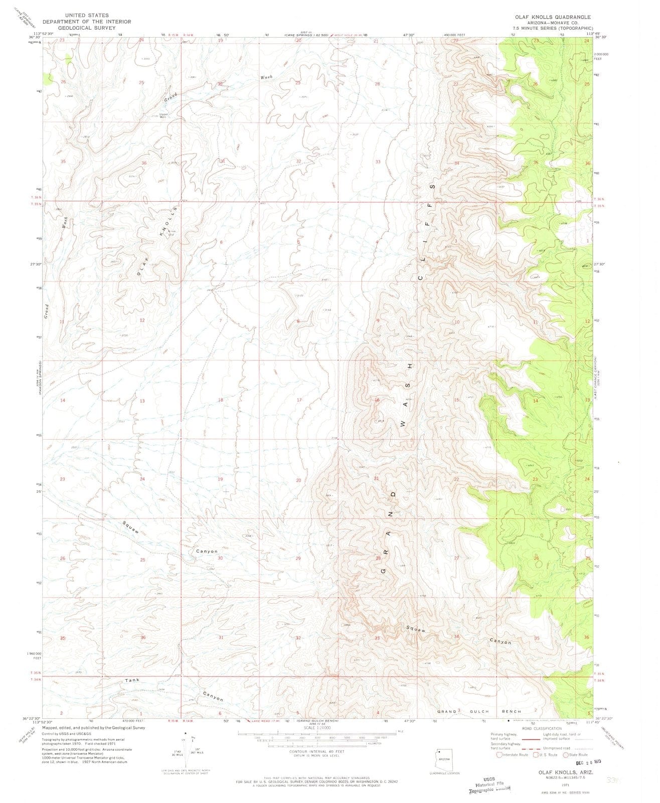 1971 Olaf Knolls, AZ - Arizona - USGS Topographic Map
